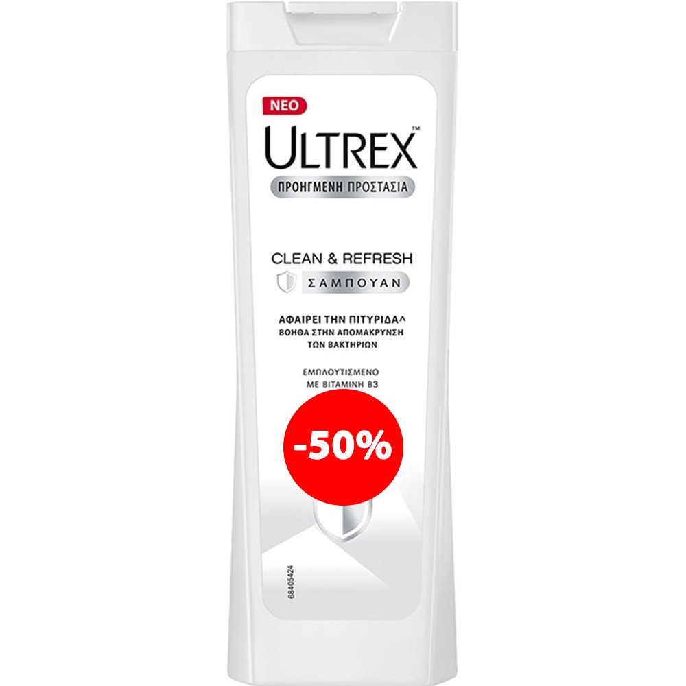 Ultrex Promo Clean & Refresh Αντιπυτιριδικό Σαμπουάν με Βιταμίνη Β3 Κατά των Βακτηρίων 360ml