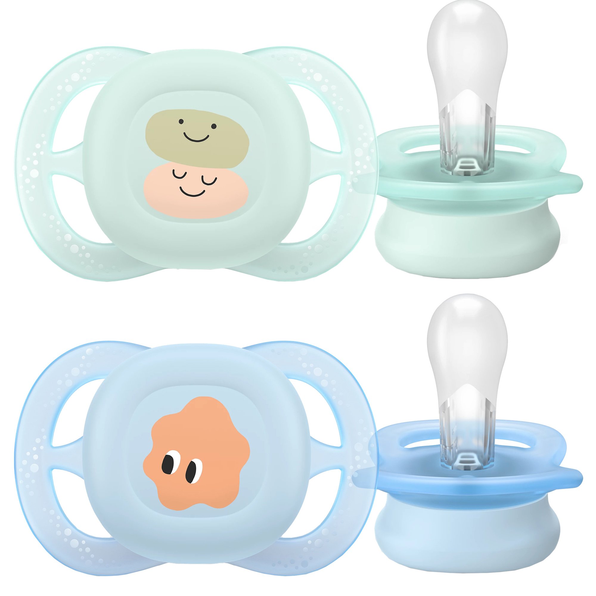Philips Avent Philips Avent Ultra Start Silicone Orthodontic Soother 0-2m, 2 Τεμάχια Ορθοδοντική Πιπίλα Σιλικόνης Κατάλληλη για Νεογέννητα Μωρά με Θήκη Μεταφοράς Πράσινο / Μπλε