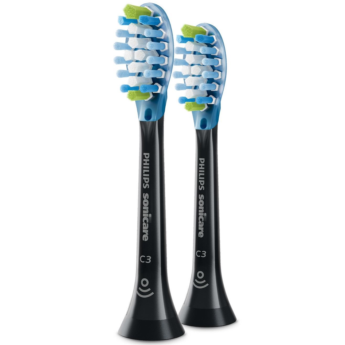 Philips Sonicare C3 Premium Plaque Defence Replacement Head Ανταλλακτικές Κεφαλές Βουρτσίσματος για Προηγμένο & Βαθύ Καθαρισμό & πιο Λευκά Δόντια 2 Τεμάχια - Μαύρο