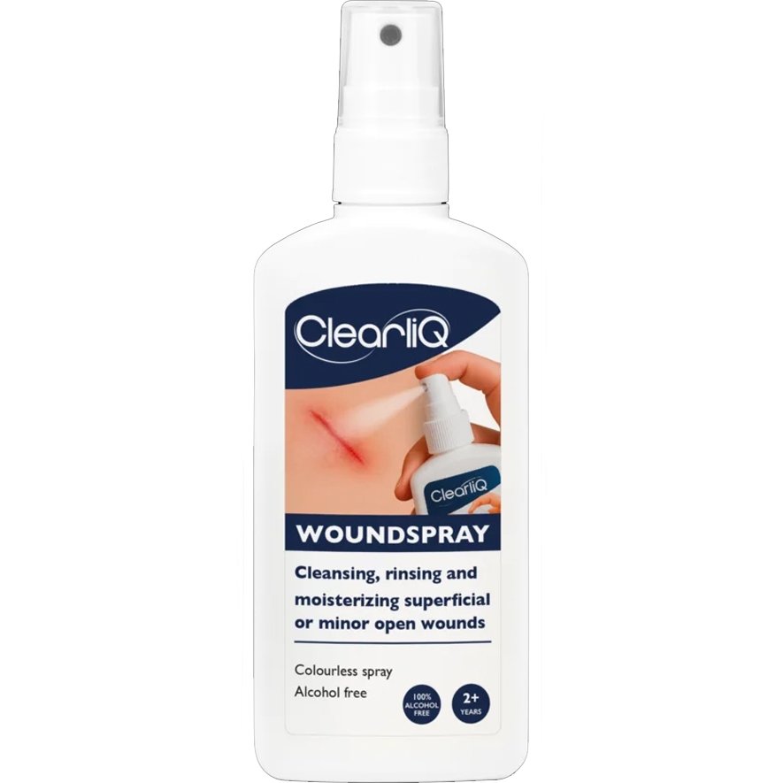 Clearliq Woundcare Woundspray Σπρέι για Καθαρισμό, Πλύση & Ενυδάτωση Επιφανειακών ή Μικρών Ανοιχτών Τραυμάτων, Χωρίς Αλκοόλ 100ml