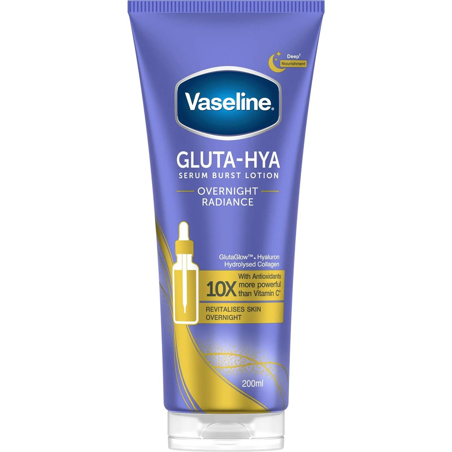 Vaseline Gluta-Hya Overnight Radiance Serum Burst Lotion Ενυδατικός Ορός Σώματος Νύχτας Βαθιάς Θρέψης, για Λάμψη & Απαλή, Βελούδινη Επιδερμίδα 200ml