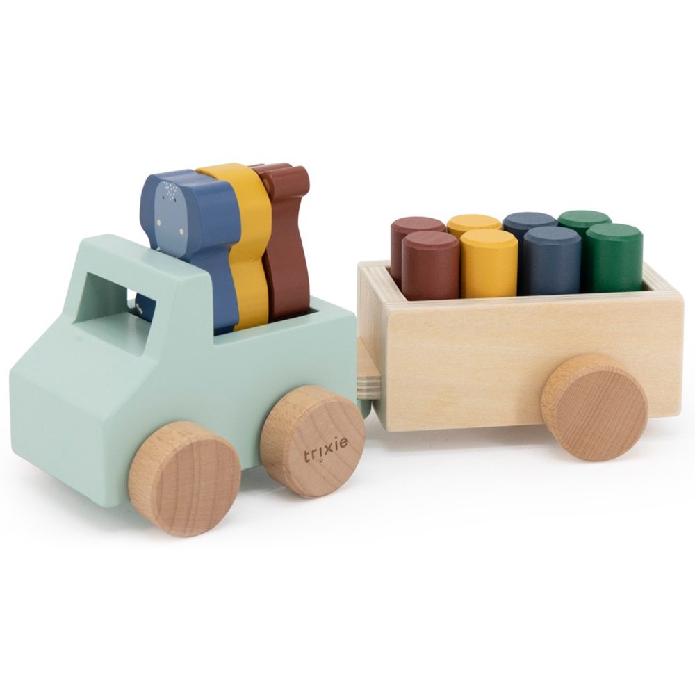Trixie Wooden Animal Car with Trailer Κωδ 77821​​​​​​​ Ξύλινο Παιχνίδι Ρυμουλκούμενο Όχημα με Ζωάκια 1 Τεμάχιο