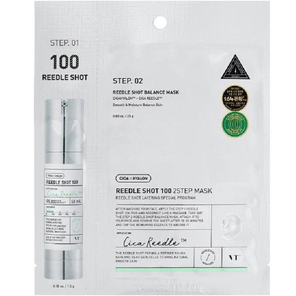 VT Cosmetics Step 1 Reedle Shot 100 1,5g & Step 2 Soft Deep Mask 25g Μάσκα 2 Βημάτων για Βελτίωση της Τραχιάς Επιδερμίδας, Απομάκρυνση Νεκρών Κυττάρων & Φυσικά Λείο Δέρμα