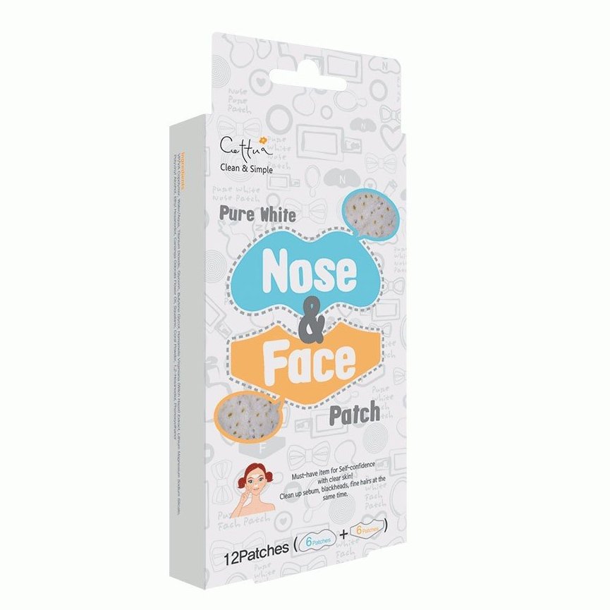 Vican Cettua Clean&Simple Pure White Nose & Face, για Αφαίρεση των Μαύρων Στιγμάτων από την Μύτη και το Πρόσωπο, 12 Επιθέματα
