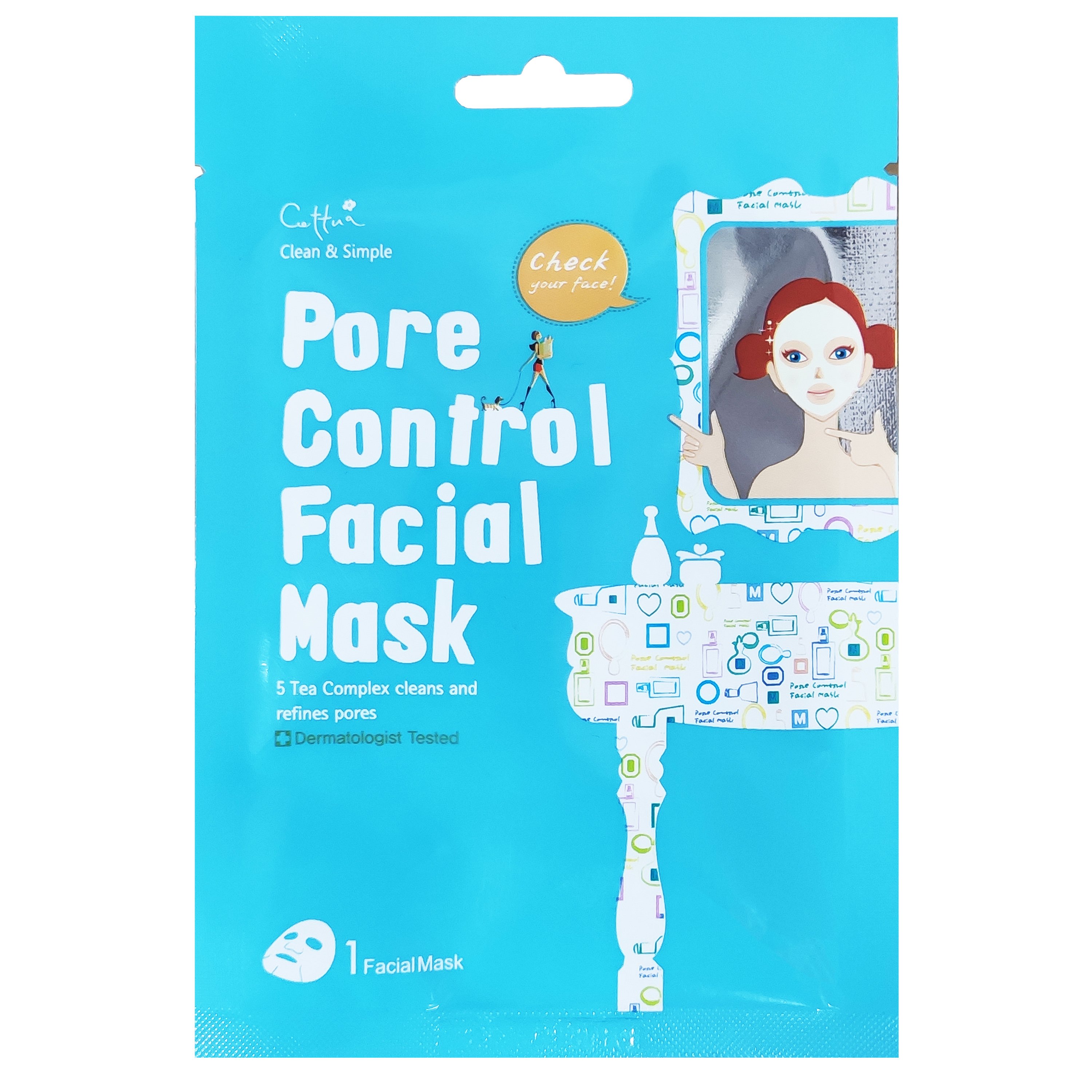 Vican Cettua Pore Control Facial Mask Μάσκα Προσώπου για Καθαρή, Λαμπερή & Φρέσκια Επιδερμίδα, Χωρίς Ορατούς Πόρους 1 Τεμάχιο