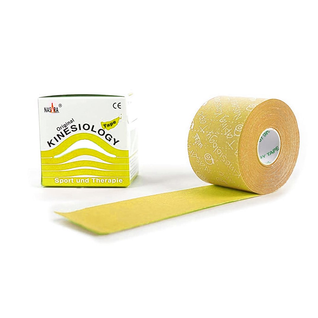 Nasara Kinesiology Tape Sport & Therapy Τεμάχιο Ταινία Κινησιολογίας & Θεραπείας 5cmx5m 1 Τεμάχιο – Κίτρινο