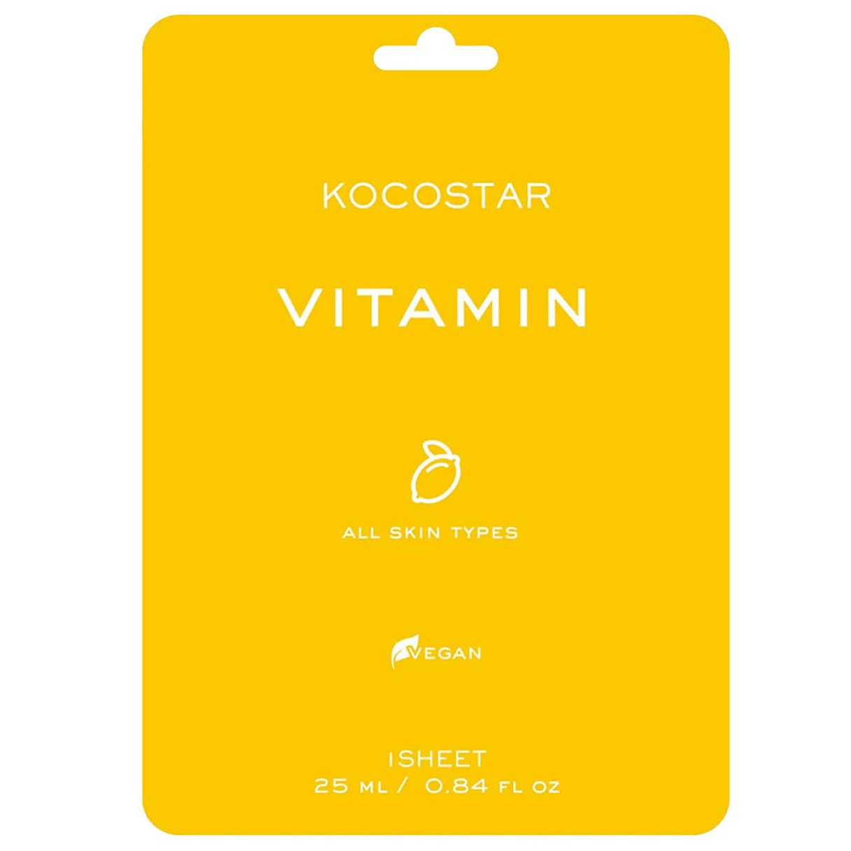 Kocostar Vitamin Face Mask Κωδ 5603 Εμποτισμένη Μάσκα Αναζωογόνησης & Λάμψης για Όλους τους Τύπους Δέρματος 1 Τεμάχιο