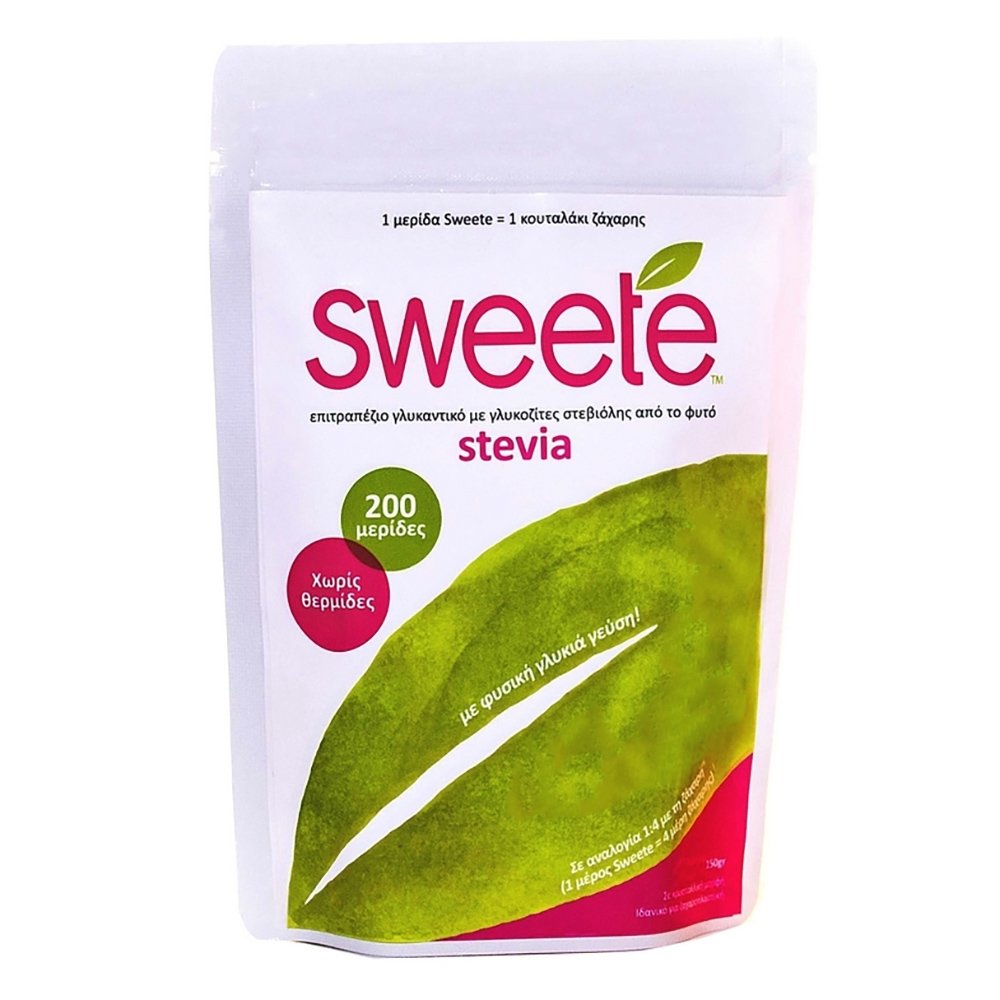 Sweete Stevia 200 Μερίδες Επιτραπέζιο Γλυκαντικό Υποκατάστατο Ζάχαρης με Γλυκοζίτες Στεβιόλης Από το Φυτό Στέβια 150gr