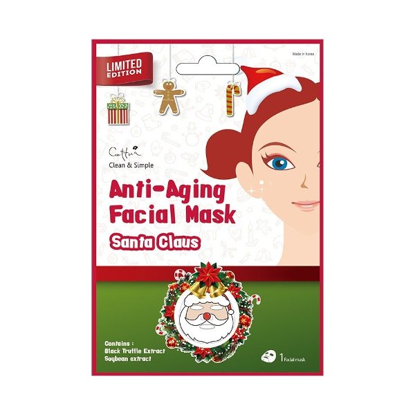 Vican Cettua Clean & Simple Anti-Aging Facial Mask Santa Claus για Ομορφιά Αναζωογόνηση και Ενυδάτωση 1τμχ