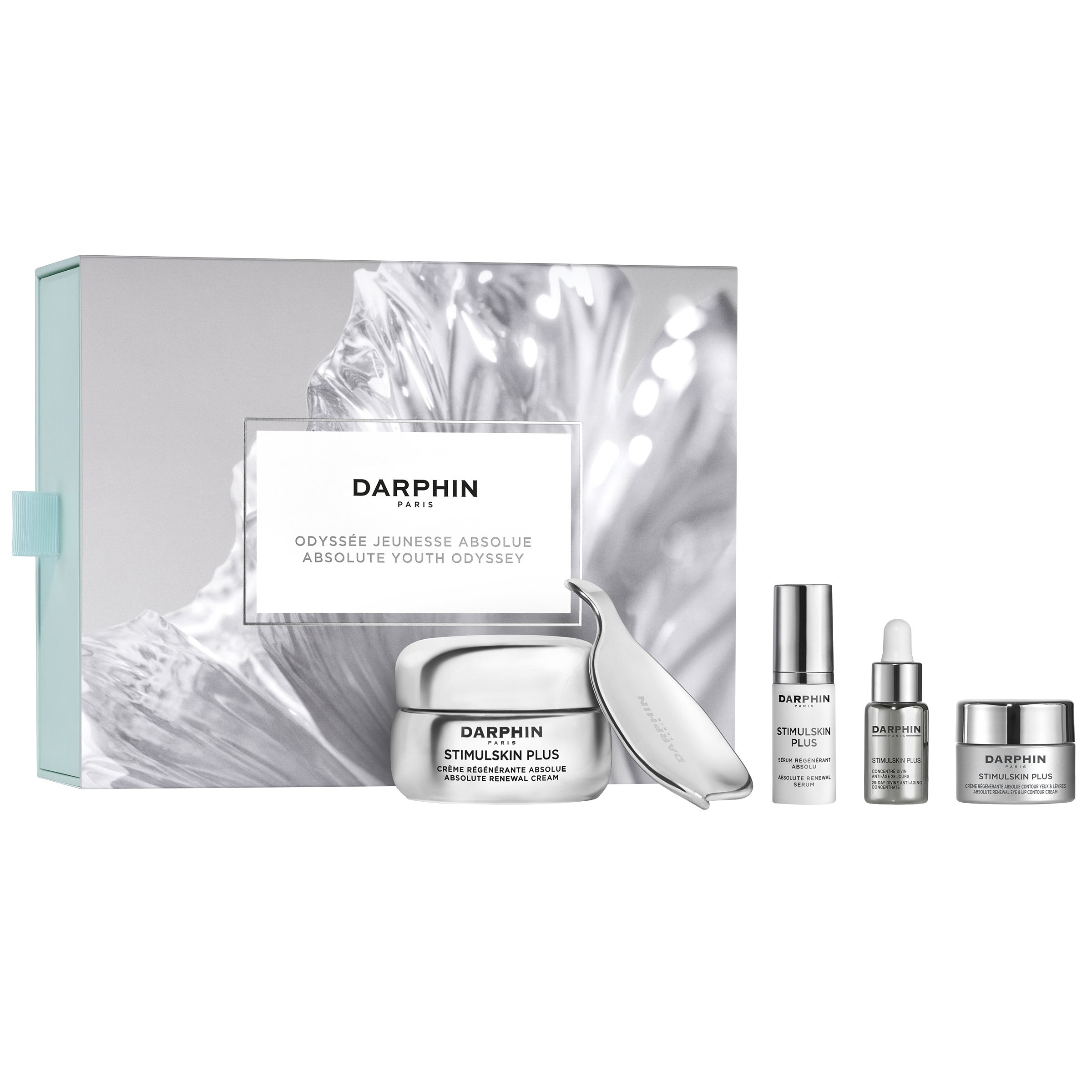 Darphin Stimulskin Plus Promo Absolute Youth Odussey Renewal Infusion Cream 50ml, Serum 5ml, 28-Day Concentrate 5ml, Eye & Lip Cream 5ml & Massage Tool
