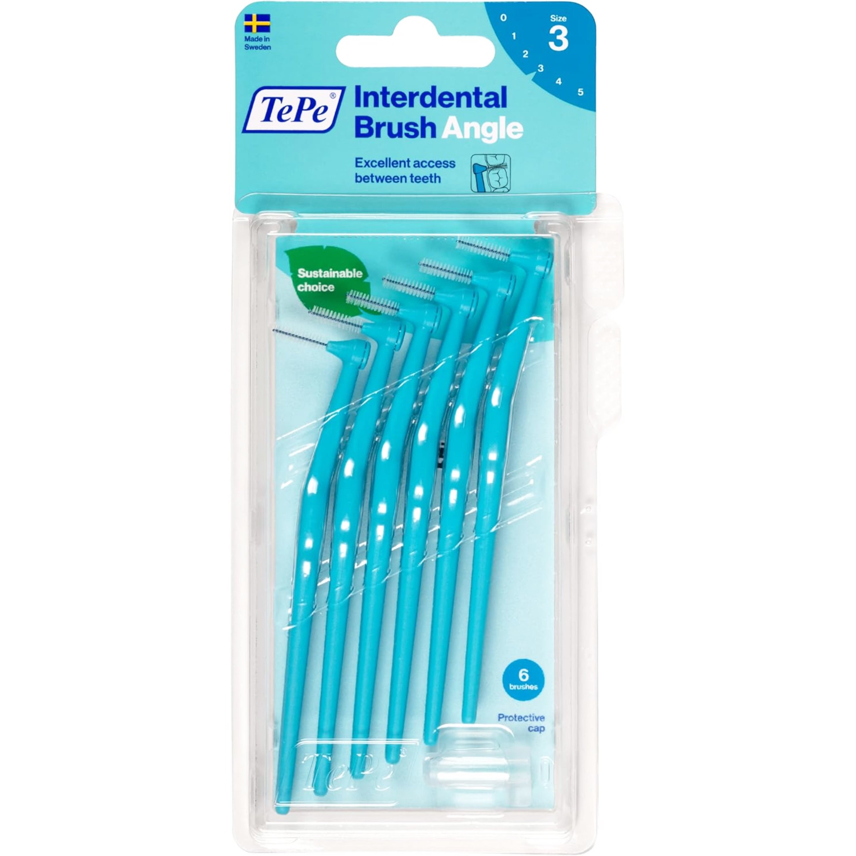 TePe Angle Interdental Brush Angle Μεσοδόντια Βουρτσάκια Καθαρισμού με Μακριά Λαβή & Κεκλιμένη Κεφαλή 6 Τεμάχια - Size 3 (0.6 mm)