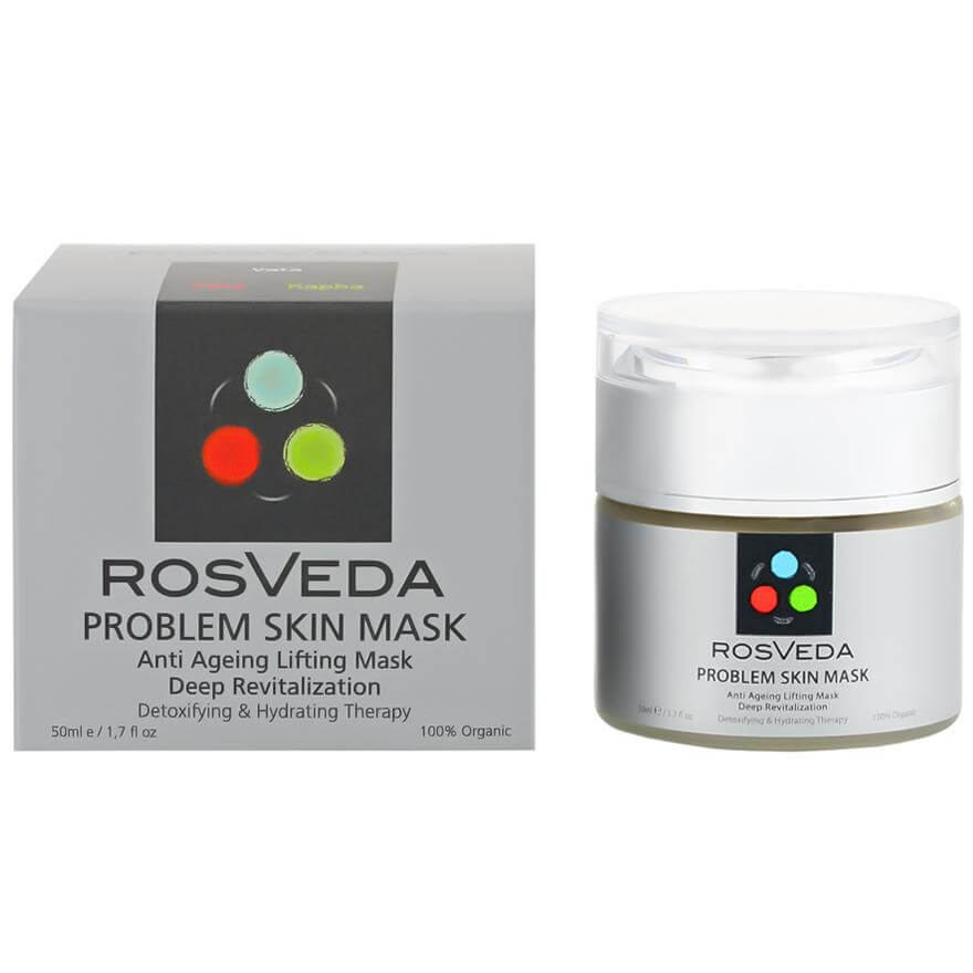 RosVeda Problem Skin Mask 100% Φυτική Σύνθεση Εξισορρόπησης της Λιπαρότητας της Επιδερμίδας με Τάση Ακμής 50ml