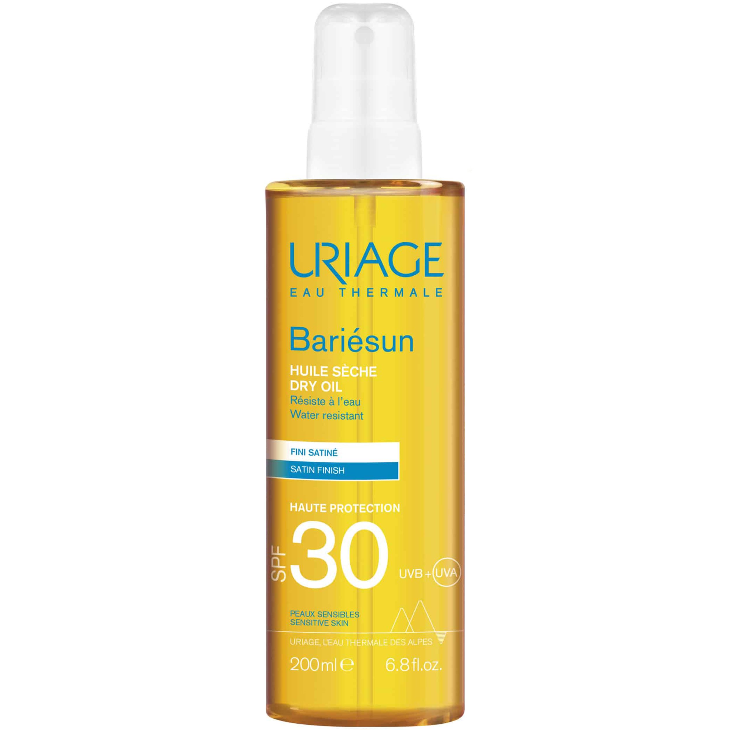 Uriage Bariesun Satin Finish Dry Oil Spray Spf30 Αντηλιακό Ξηρό Λάδι Σώματος & Μαλλιών σε Spray Υψηλής Προστασίας, Κατάλληλο για Ευαίσθητες Επιδερμίδες 200ml