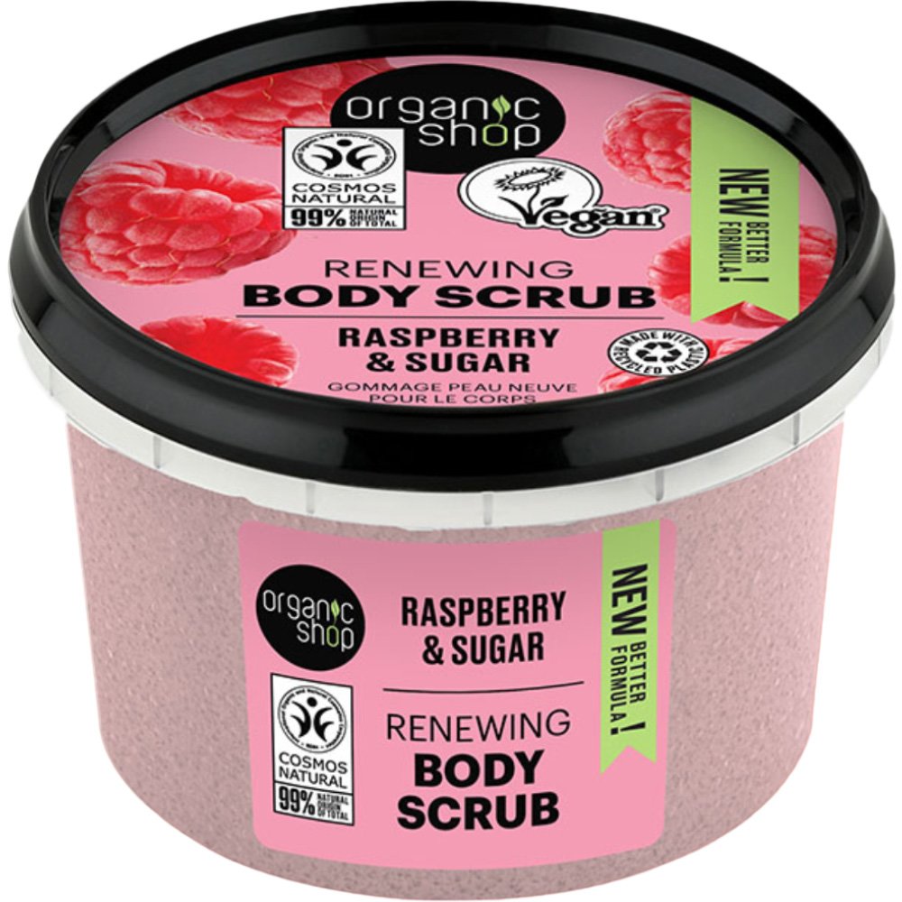 Natura Siberica Organic Shop Renewing Body Scrub with Raspberry & Sugar Απολεπιστικό Σώματος με Σμέουρο & Ζάχαρη για Καθαρισμό - Ανανέωση της Επιδερμίδας 250ml