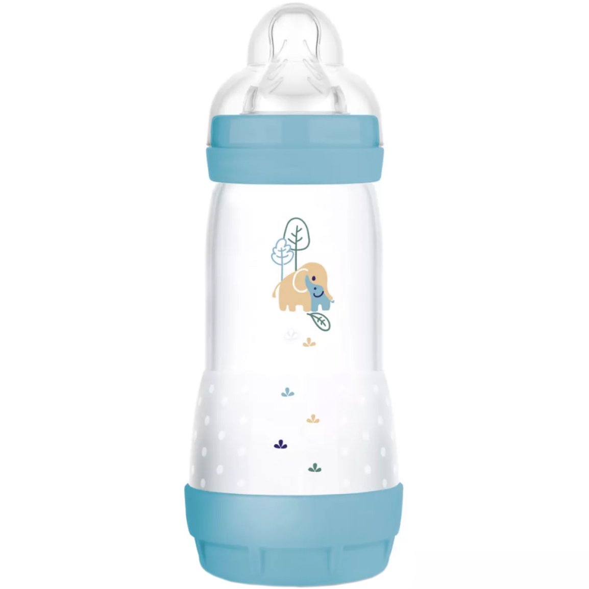 Mam Mam Easy Start Anti-Colic Plastic Bootle 4m+ Μπιμπερό Πολυπροπυλενίου με Θηλή Σιλικόνης Μεγάλης Ροής & Σύστημα Κατά των Κολικών 320ml, Κωδ 356SBc - Μπλε 2