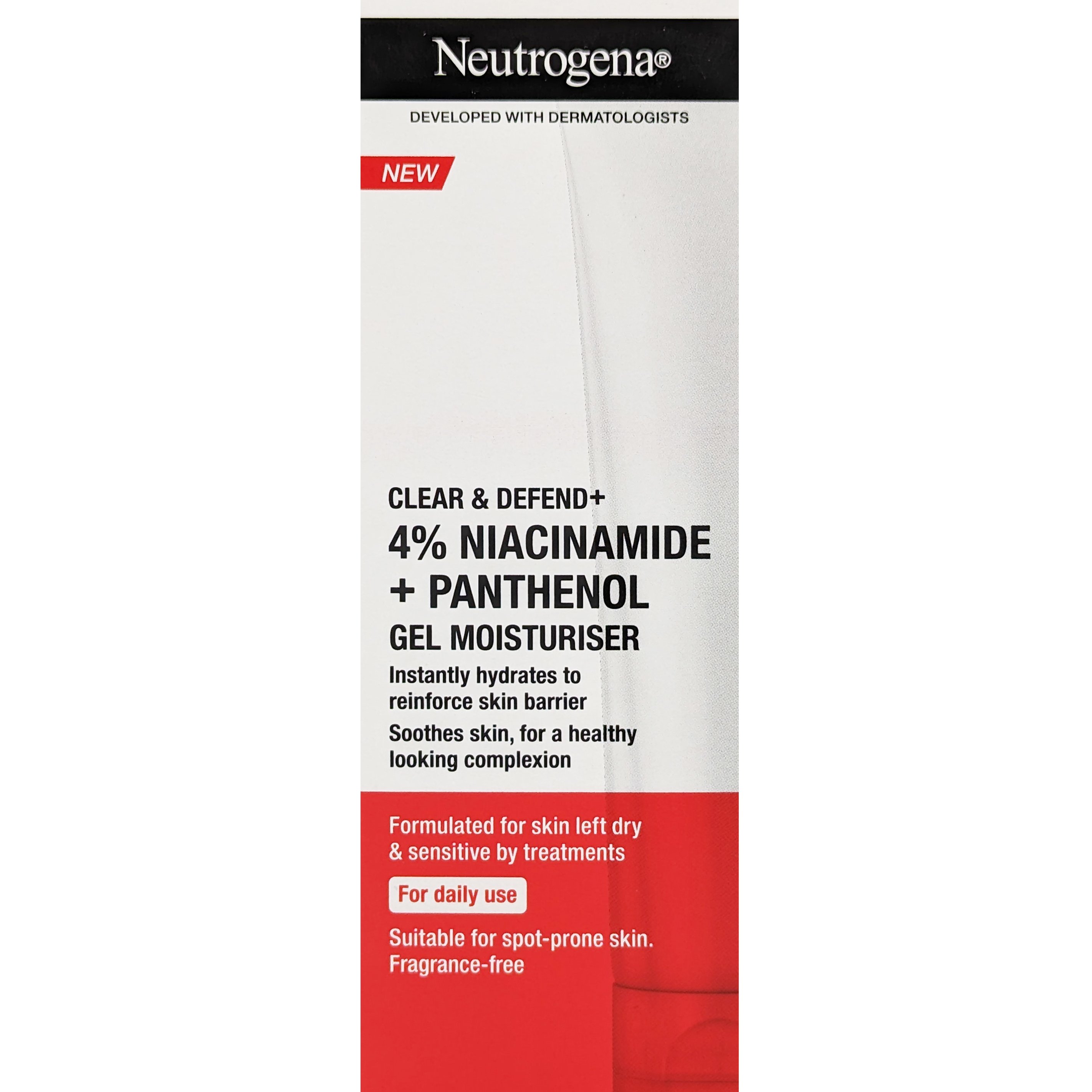 Neutrogena Clear & Defend+ 4% Niacinamide + Panthenol Gel Moisturiser Ενυδατικό Gel Προσώπου με Νιασιναμίδη & Πανθενόλη Κατάλληλο για Ξηρή - Ευαίσθητη Επιδερμίδα 50ml