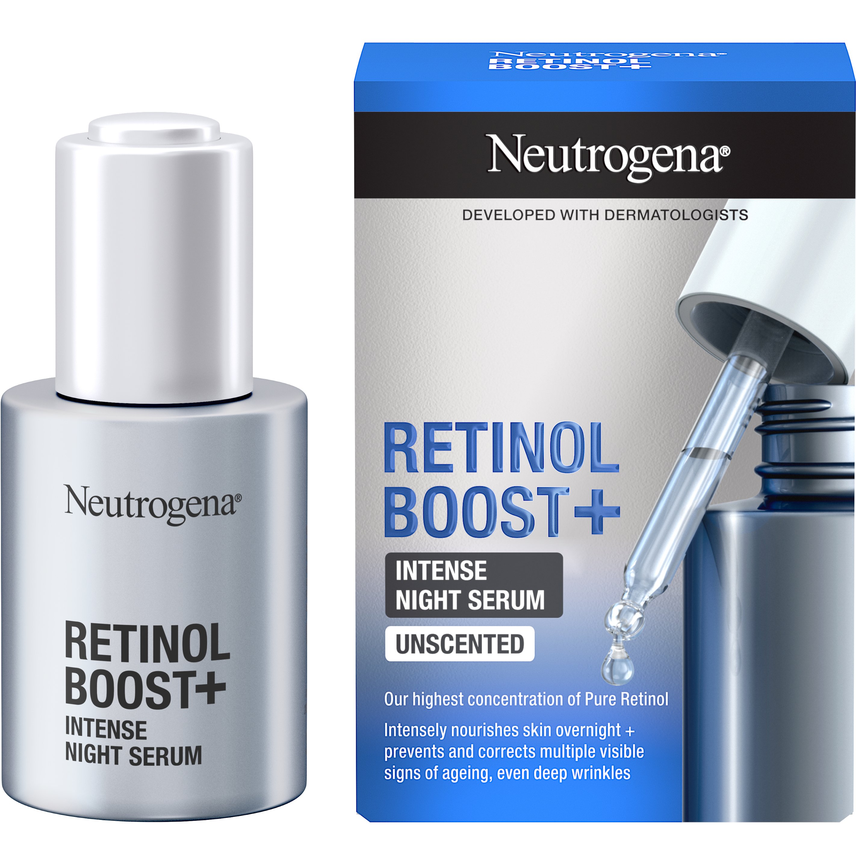 Neutrogena Neutrogena Retinol Boost+ Intense Night Serum Unscented Αντιγηραντικός Ορός Νυκτός για το Πρόσωπο με Ρετινόλη 30ml