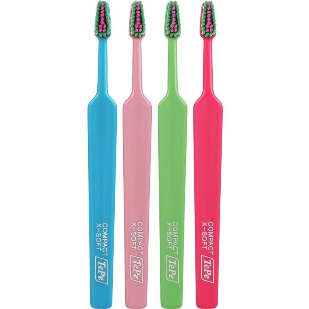 Tepe Colour Compact Extra Soft Toothbrush Οδοντόβουρτσα με Πολύ Μαλακές Ίνες & Μικρό Μέγεθος Κεφαλής 4 Τεμάχια - Multicolor 5