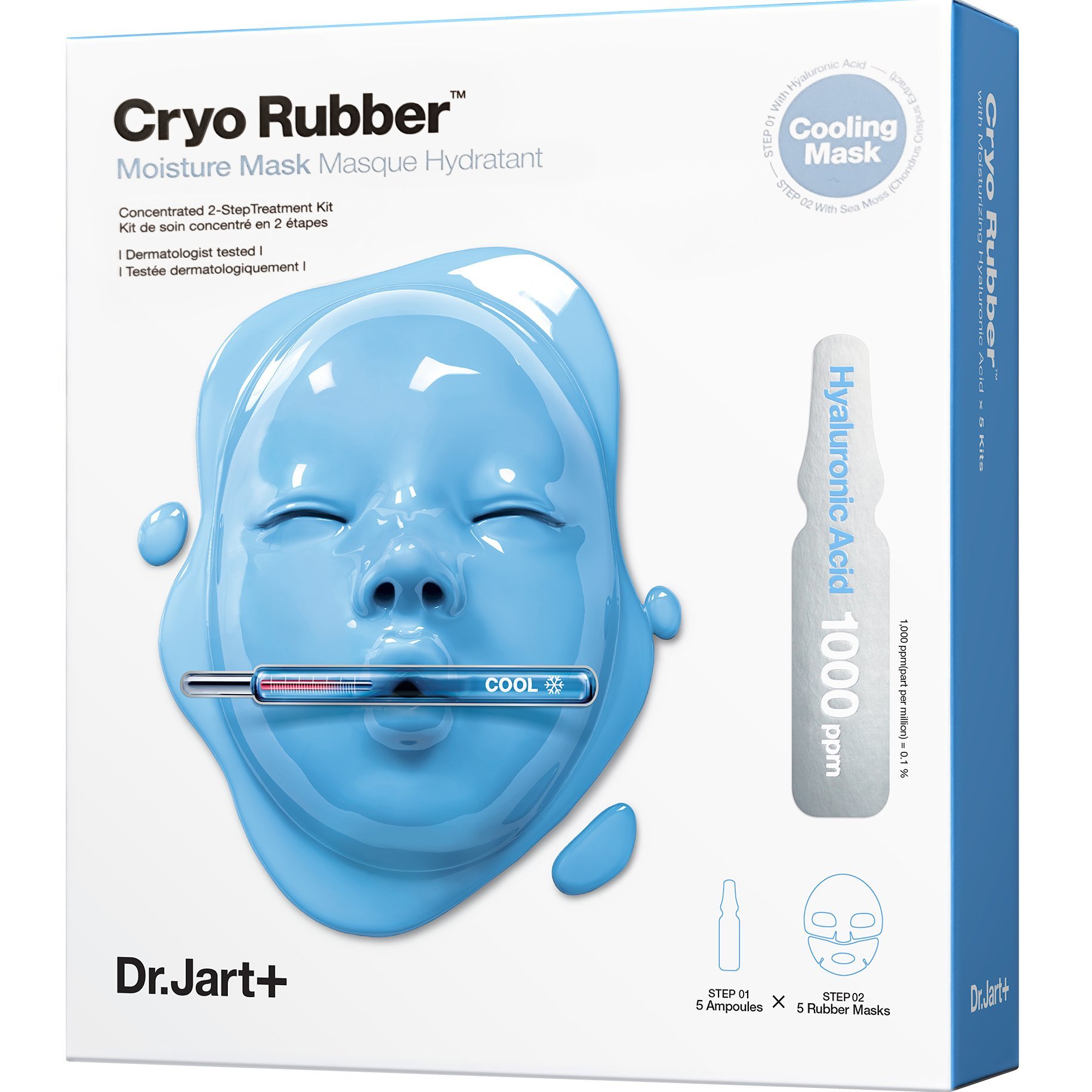 Dr.Jart+ Dr.Jart+ Cryo Rubber Moisture Mask Kit Ενυδατικό Κιτ Περιποίησης Προσώπου με Αμπούλα & Μάσκα Υαλουρονικού Οξέως, Κατάλληλο για Κανονικές, Μικτές, Λιπαρές & Ξηρές Επιδερμίδες 1 Τεμάχιο