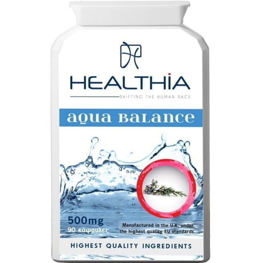 Healthia Healthia Aqua Balance 500mg Συμπλήρωμα Διατροφής με Βιταμίνη Β6, Μαγνήσιο & Εκχυλίσματα & Βοτάνων για Αντιμετώπιση της Κατακράτησης Υγρών & την Ισορροπία των Υγρών στο Σώμα 90veg.caps