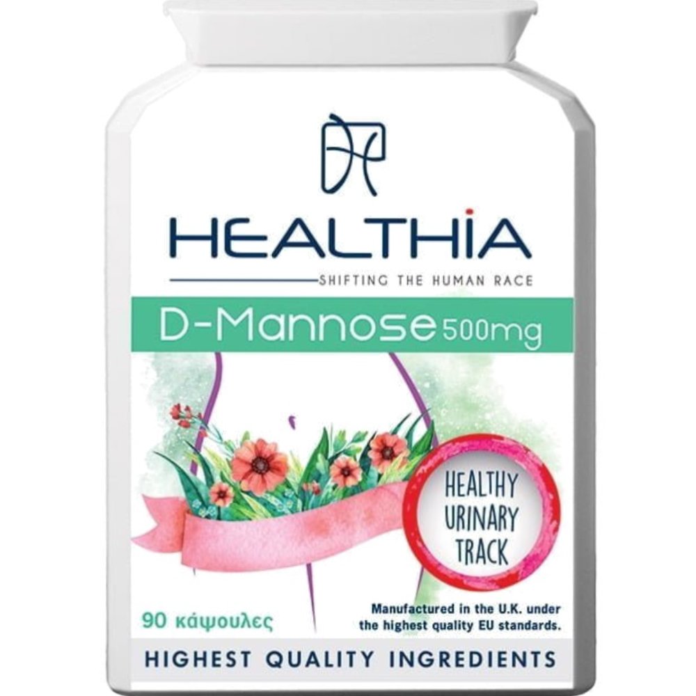 Healthia Healthia D-Mannose 500mg Συμπλήρωμα Διατροφής με Μαννόζη για Προστασία του Ουροποιητικού Συστήματος 90caps