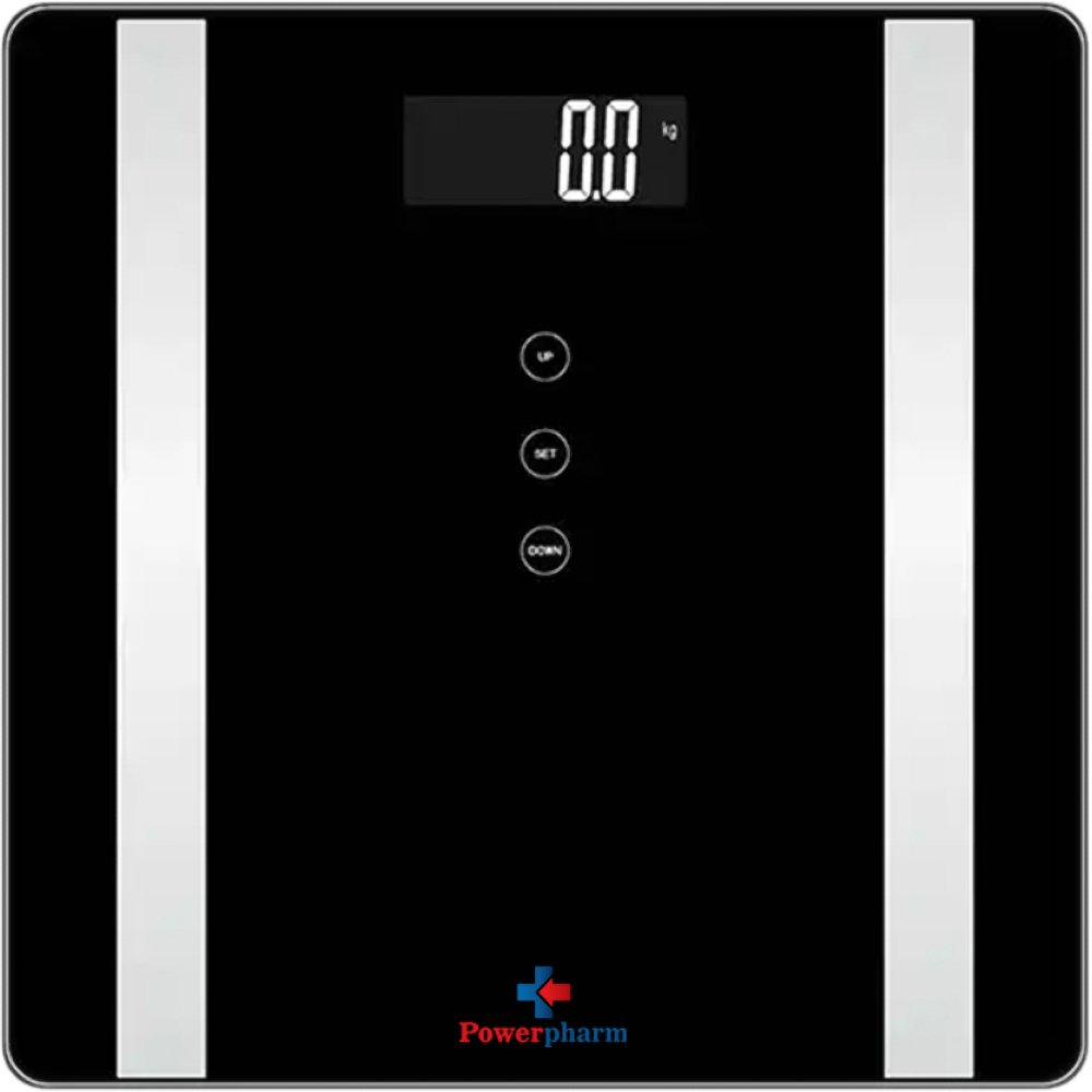 Powerpharm Powerpharm Electronic Fat Measuring Scale Black Ψηφιακή Ζυγαριά Λιπομέτρησης σε Μαύρο Χρώμα 1 Τεμάχιο