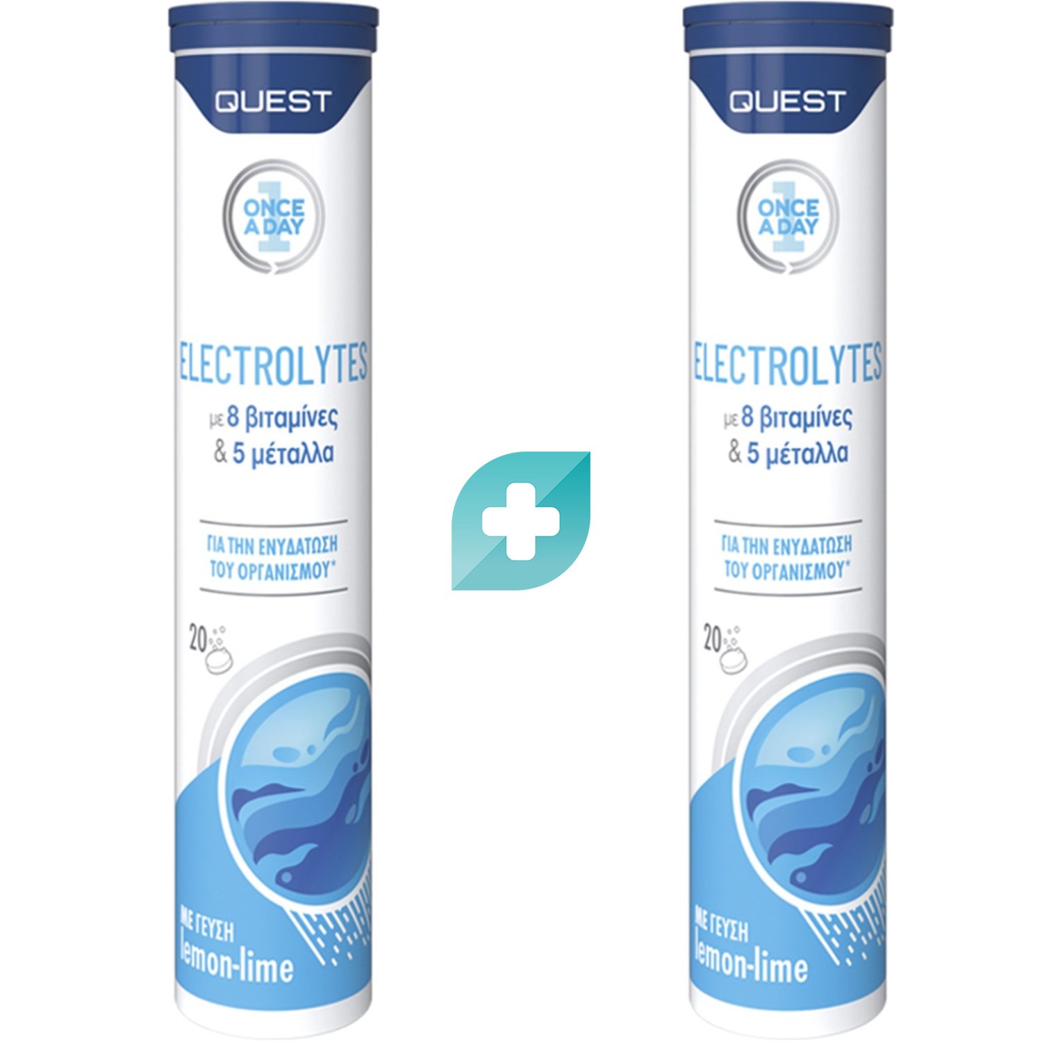 Quest Quest Promo Electrolytes Once a Day with 8 Vitamins & 5 Minerals Συμπλήρωμα Διατροφής με 8 Βιταμίνες & 5 Μέταλλα που Συμβάλλουν στην Αναπλήρωση των Ηλεκτρολυτών & την Ενυδάτωση του Οργανισμού, με Γεύση Μοσχολέμονο 40 Effer.tabs