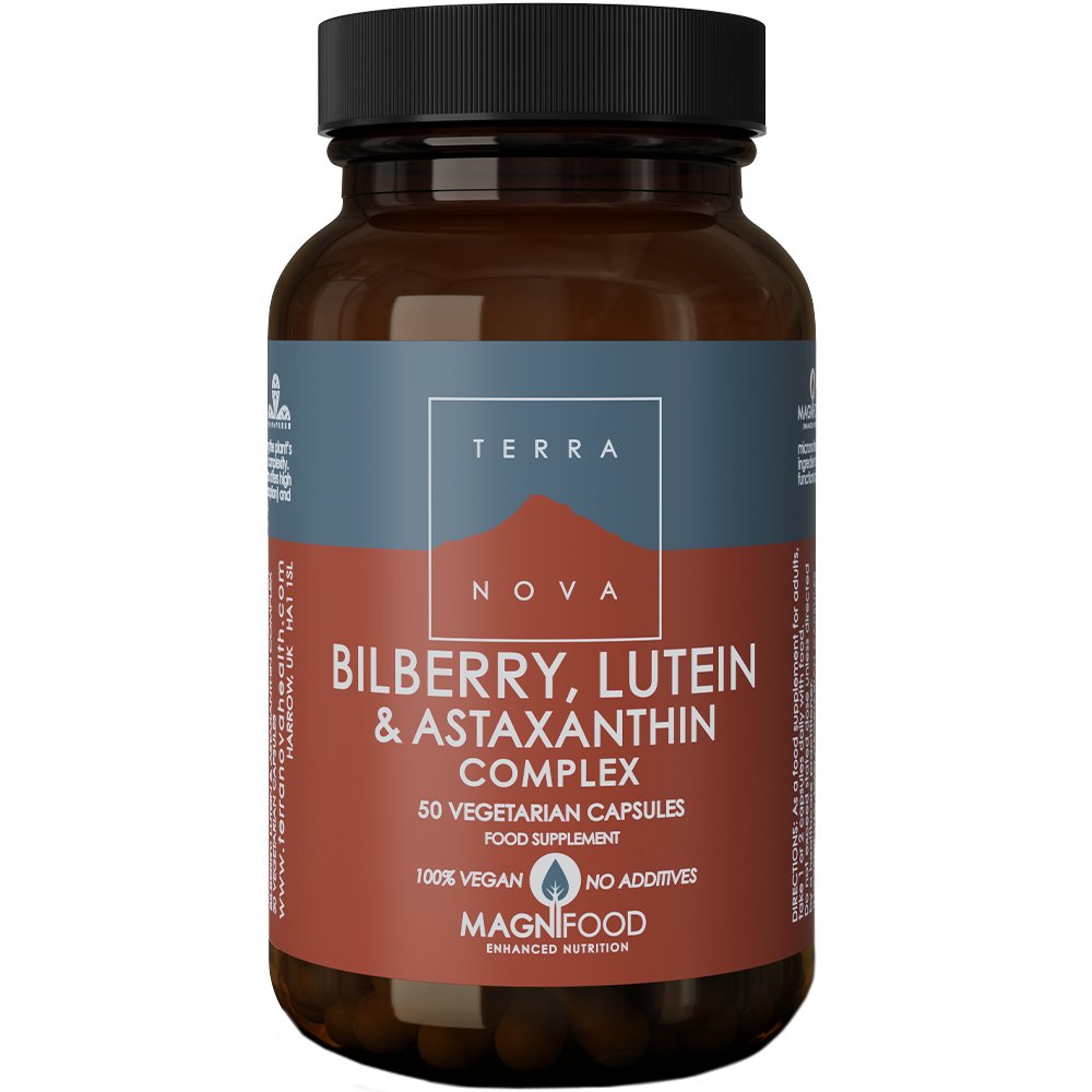 Bionat Terranova Bilberry, Lutein & Astaxanthin Complex Συμπλήρωμα Διατροφής με Μύρτυλλο, Λουτεΐνη & Ασταξανθίνη για Ενίσχυση της Όρασης & Προστασία των Ιστών του Ματιού 50veg.caps