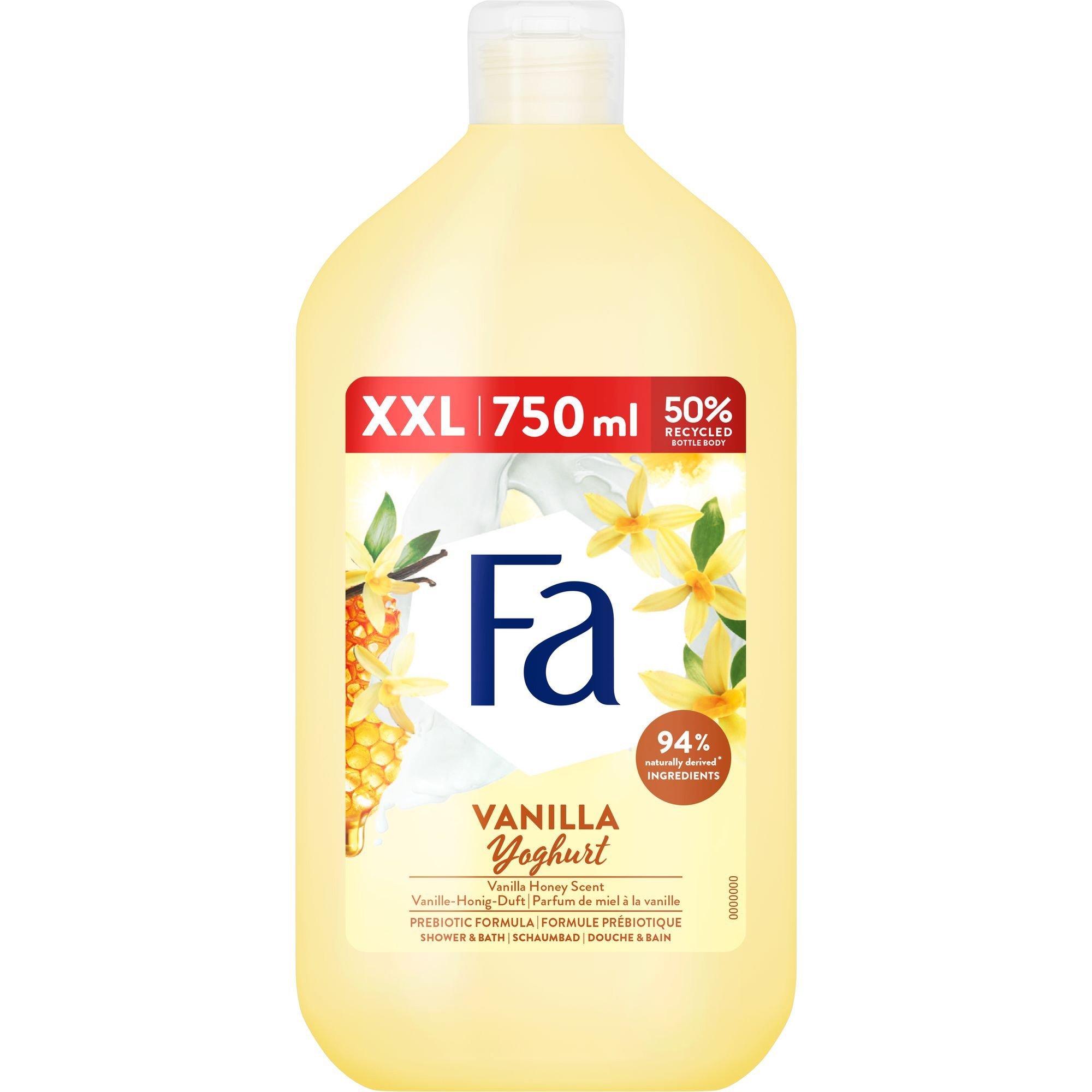 FA Fa Shower & Bath Vanilla Yoghurt Honey Scent Κρεμώδες Γυναικείο Αφρόλουτρο με Απαλό Άρωμα Βανίλιας & Μελιού 750ml