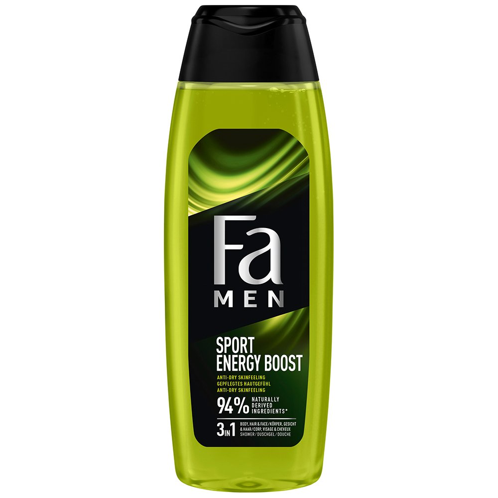 FA Fa Men Sport Energy Boost 3 in 1 Shower Gel Ανδρικό Αναζοωγονητικό Αφρόλουτρο για Σώμα, Μαλλιά & Πρόσωπο 750ml