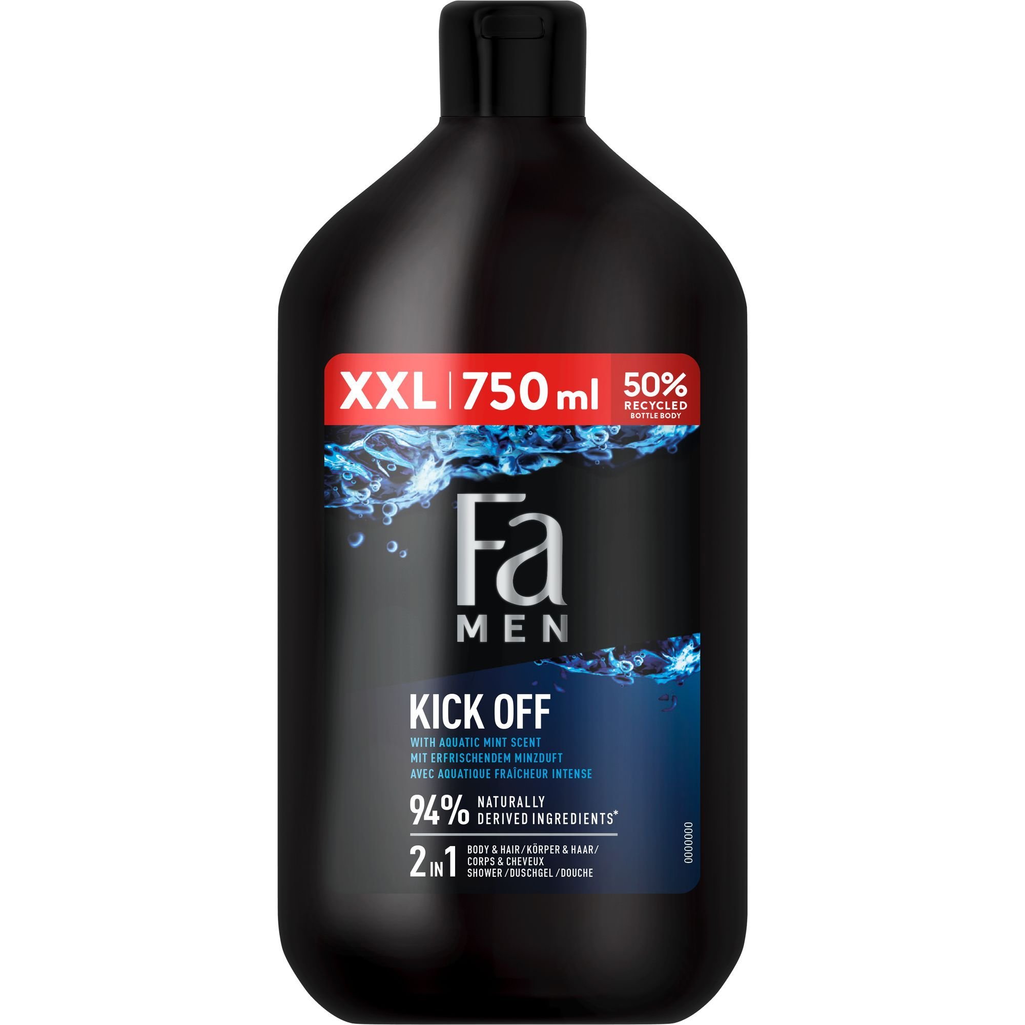 FA Fa Men Kick Off Aquatic Mint Hair & Body Showergel Ανδρικό Αφρόλουτρο για Σώμα & Μαλλιά με Άρωμα Μέντας 750ml
