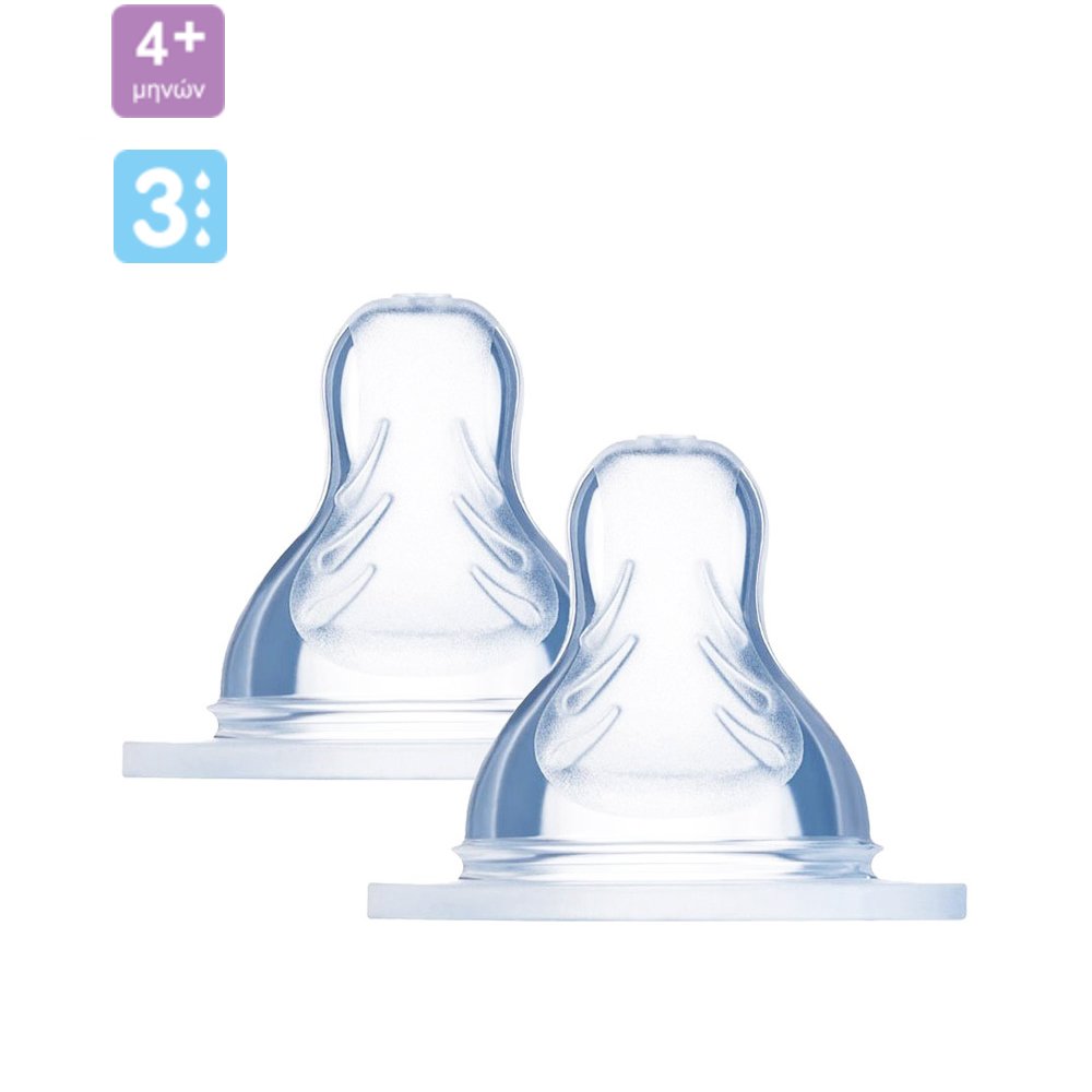 Mam Teat Skin Soft Θηλή Σιλικόνης για Μεγάλη Ροή Μέγεθος 3 Κωδ 410S από 4+ Μηνών 2 Τεμάχια
