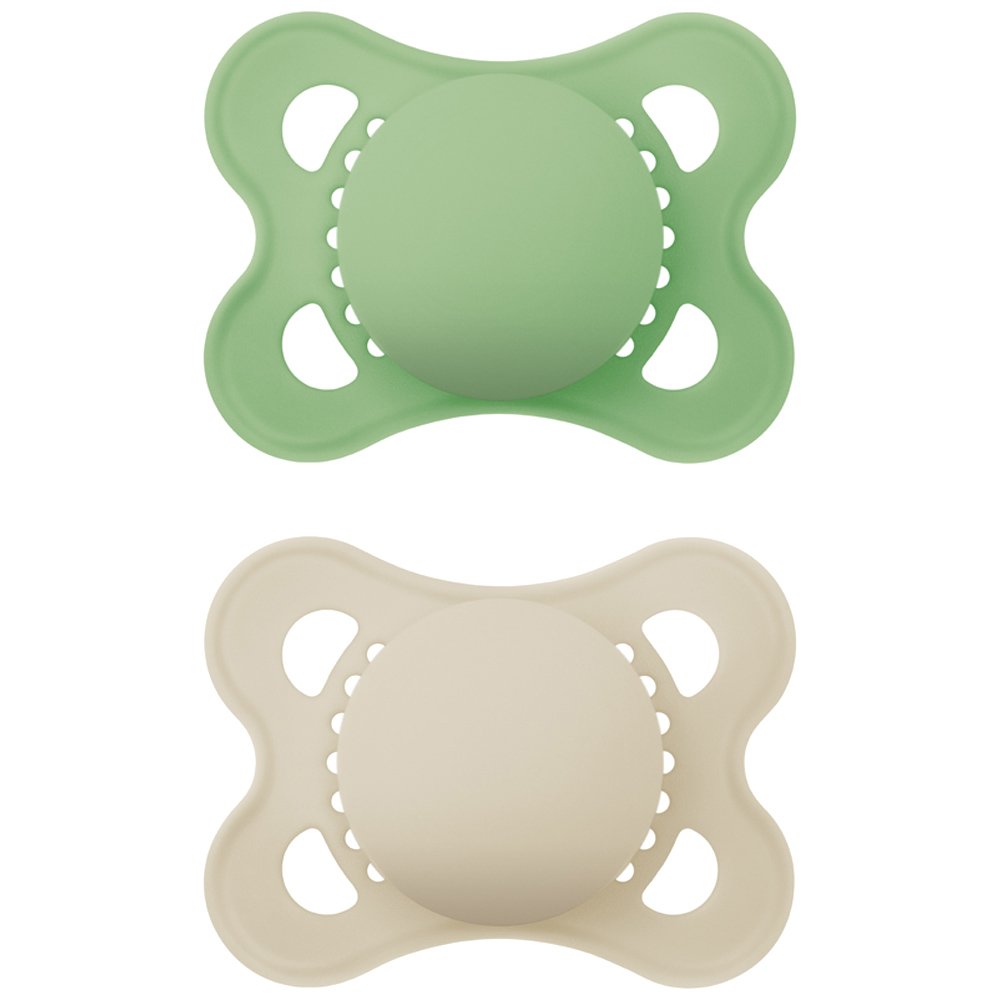 Mam Original Unprinted Silicone Soother 2-6m Ορθοδοντική Πιπίλα Σιλικόνης με Θήκη Μεταφοράς & Αποστείρωσης 2 Τεμάχια  Κωδ 118SBc - Πράσινο / Γκρι