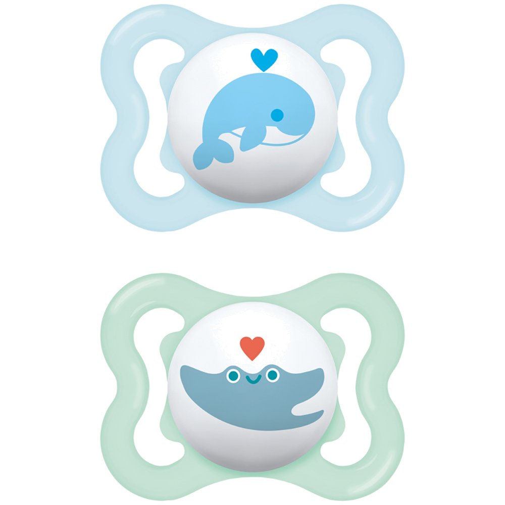 Mam Mam Air Silicone Soother 2-6m Κωδ 120SBc Ορθοδοντική Πιπίλα Σιλικόνης που Επιτρέπει Καλύτερη Κυκλοφορία του Αέρα 2 Τεμάχια - Γαλάζιο / Πράσινο