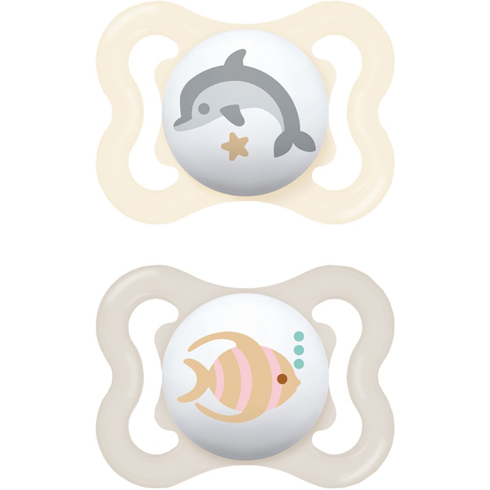 Mam Air Silicone Soother 2-6m Κωδ 120SUc Ορθοδοντική Πιπίλα Σιλικόνης που Επιτρέπει Καλύτερη Κυκλοφορία του Αέρα 2 Τεμάχια - Κρεμ / Γκρι