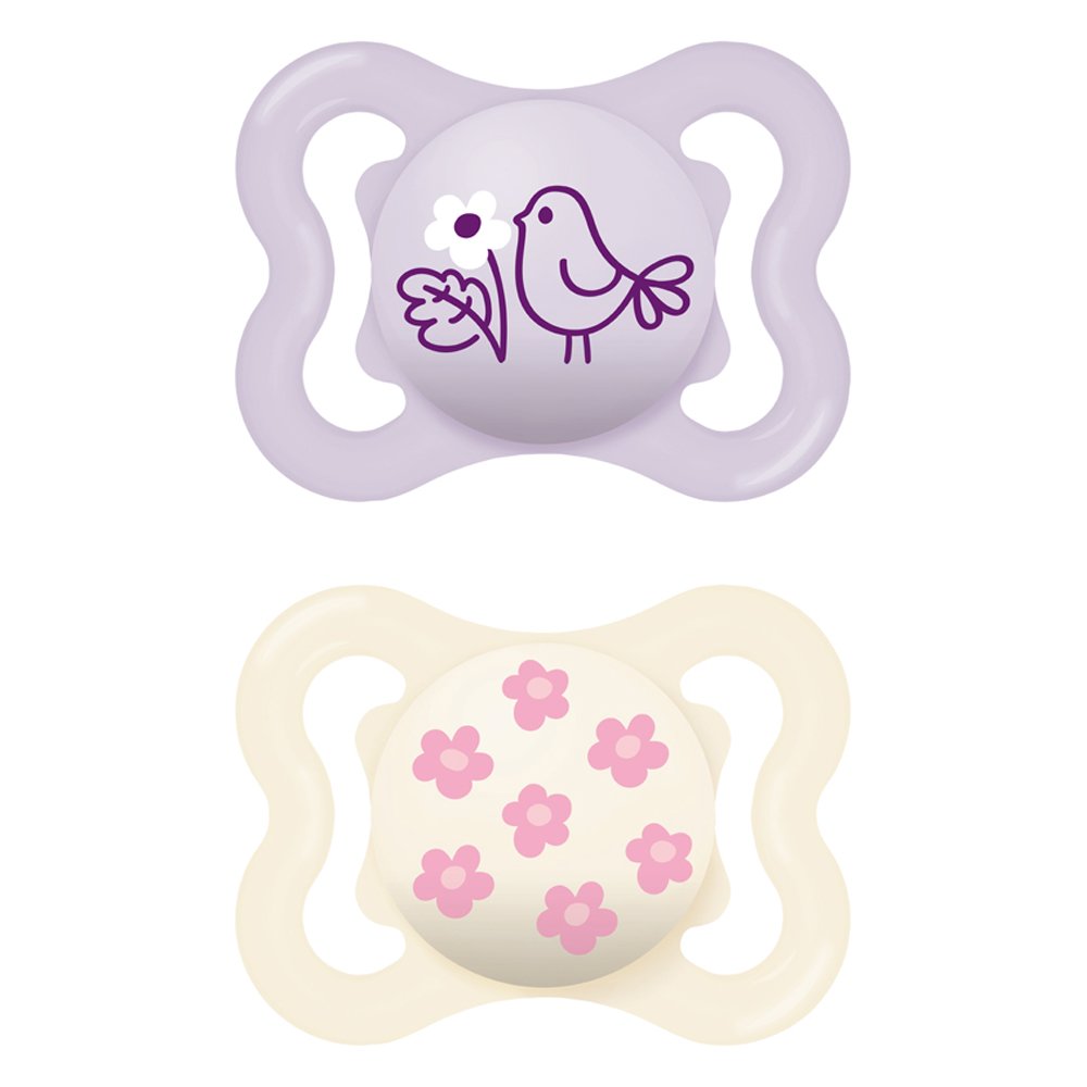 Mam Supreme Silicone Soother 2-6m Κωδ 145SGc Πιπίλα Σιλικόνης που Υποστηρίζει την Υγιή Οδοντική Ανάπτυξη 2 Τεμάχια - Λιλά / Σομόν