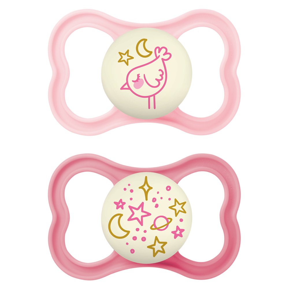 Mam Supreme Night Silicone Soother 6-16m Κωδ 248S Ορθοδοντική Πιπίλα Σιλικόνης που Λάμπει στο Σκοτάδι 2 Τεμάχια - Ροζ / Φούξια