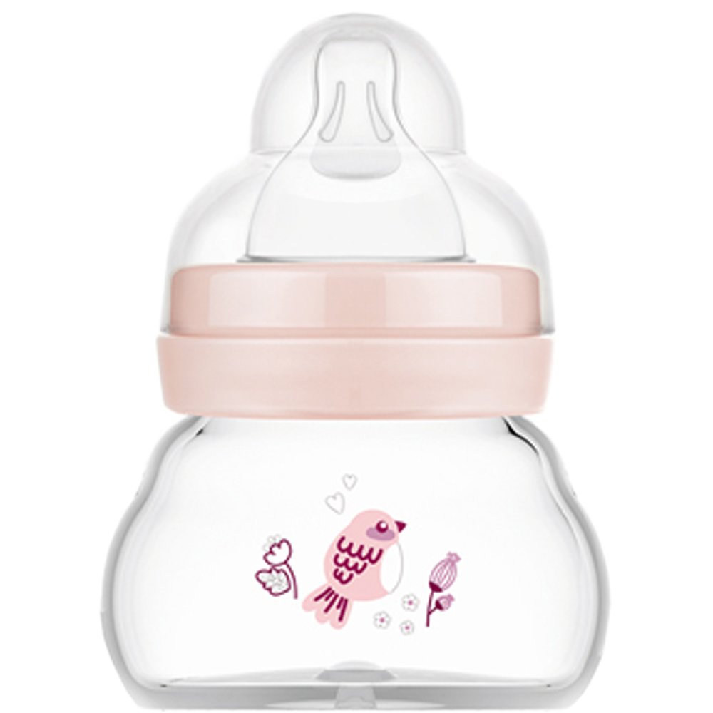 Mam Mam Feel Good Premium Glass Bottle 0m+, 90ml Γυάλινο Μπιμπερό με Θηλή Σιλικόνης με Πολύ Μικρή Ροή 1 Τεμάχιο - Ροζ