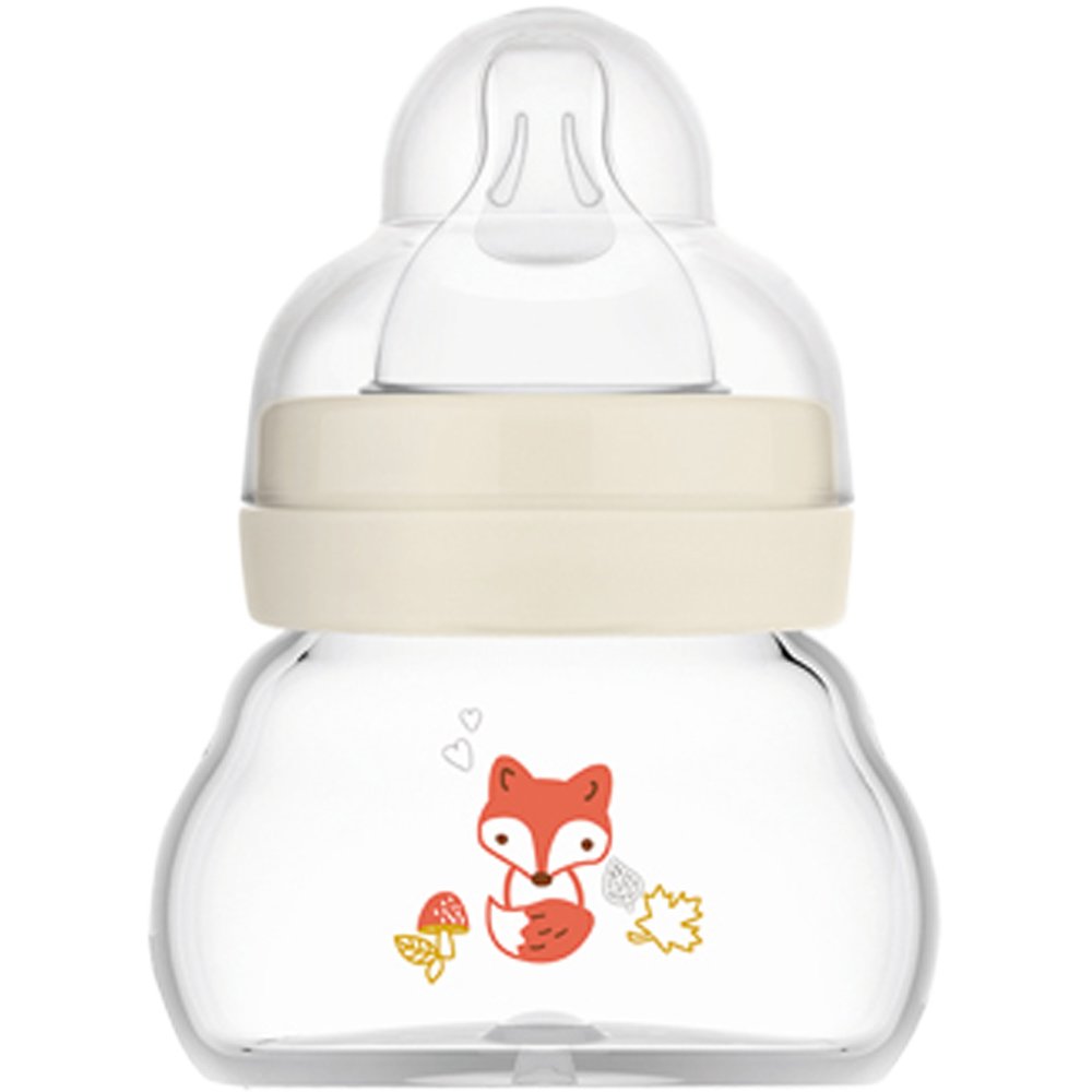 Mam Mam Feel Good Premium Glass Bottle 0m+, 90ml Γυάλινο Μπιμπερό με Θηλή Σιλικόνης με Πολύ Μικρή Ροή 1 Τεμάχιο - Κρεμ