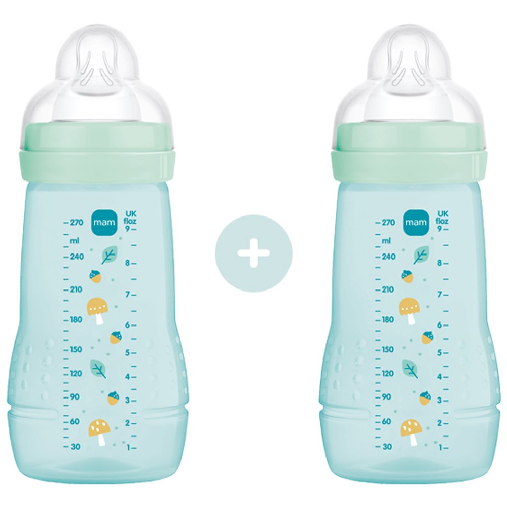 Mam Promo Easy Active Baby Bottle 2m+, Κωδ 363SBc 270ml Μπιμπερό Πολυπροπυλενίου με Θηλή Σιλικόνης Μεσαίας Ροής 2 Τεμάχια - Μπλε