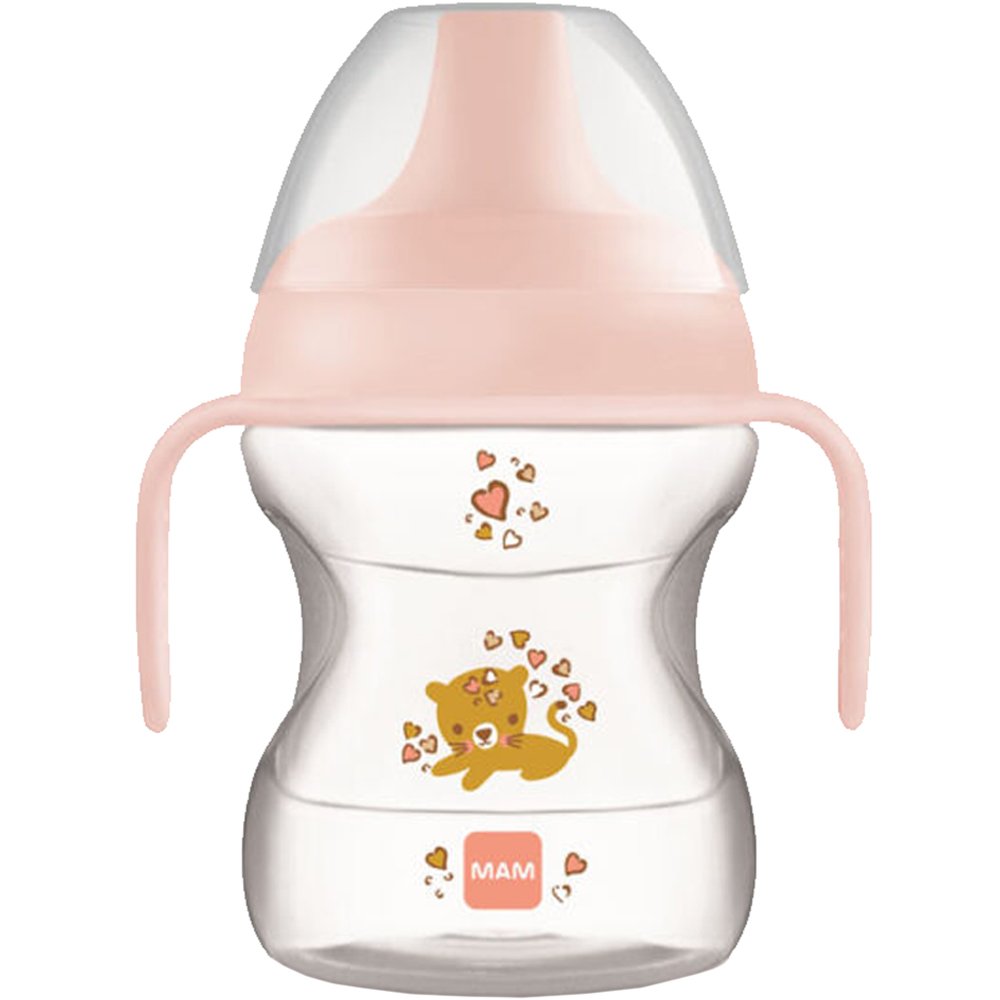 Mam Learn To Drink Cup Κωδ 472G 6m+ Εκπαιδευτικό Ποτηράκι για Βρέφη με Αντιολισθητικά Χερούλια & Στόμιο Ειδικά Σχεδιασμένο Ενάντια των Διαρροών με Πολύ Μαλακή Επιφάνεια, 190ml - Ροζ