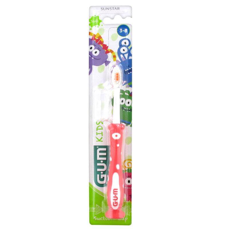 Gum Kids Soft Παιδική Οδοντόβουρτσα με Βεντούζα Στερέωσης 3-6 Ετών (901) – κόκκινο