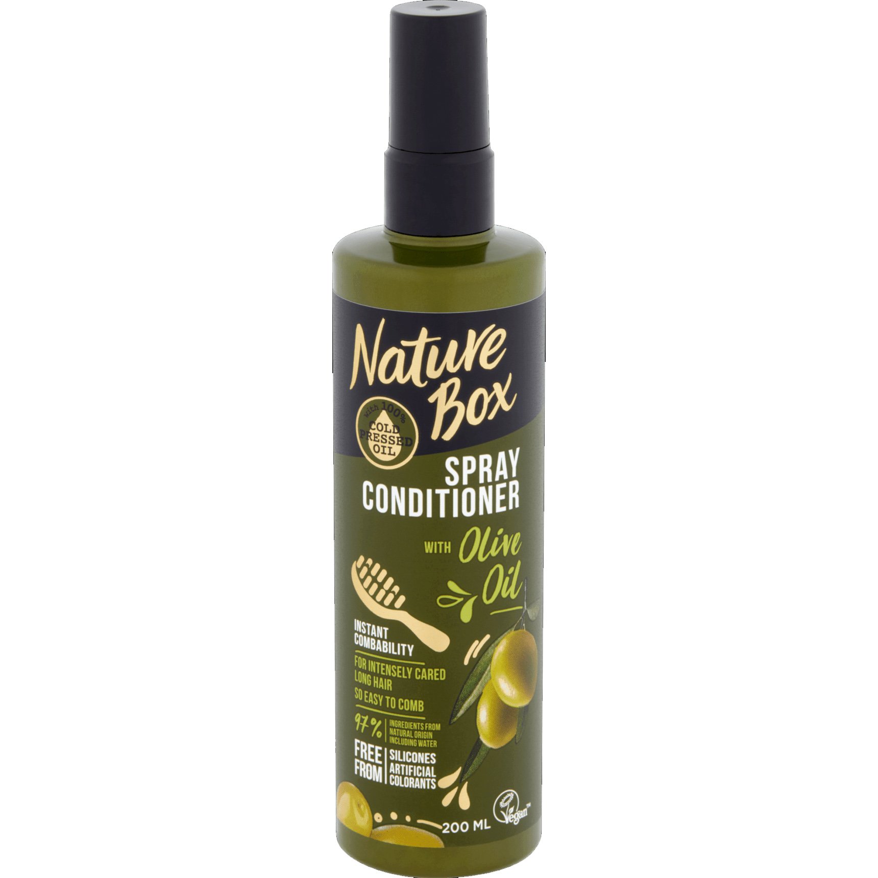 Nature Box Olive Oil Spray Conditioner Εντατική Φροντίδα Μαλλιών με Έλαιο Ελιάς για Προστασία της Τρίχας από το Σπάσιμο 200ml