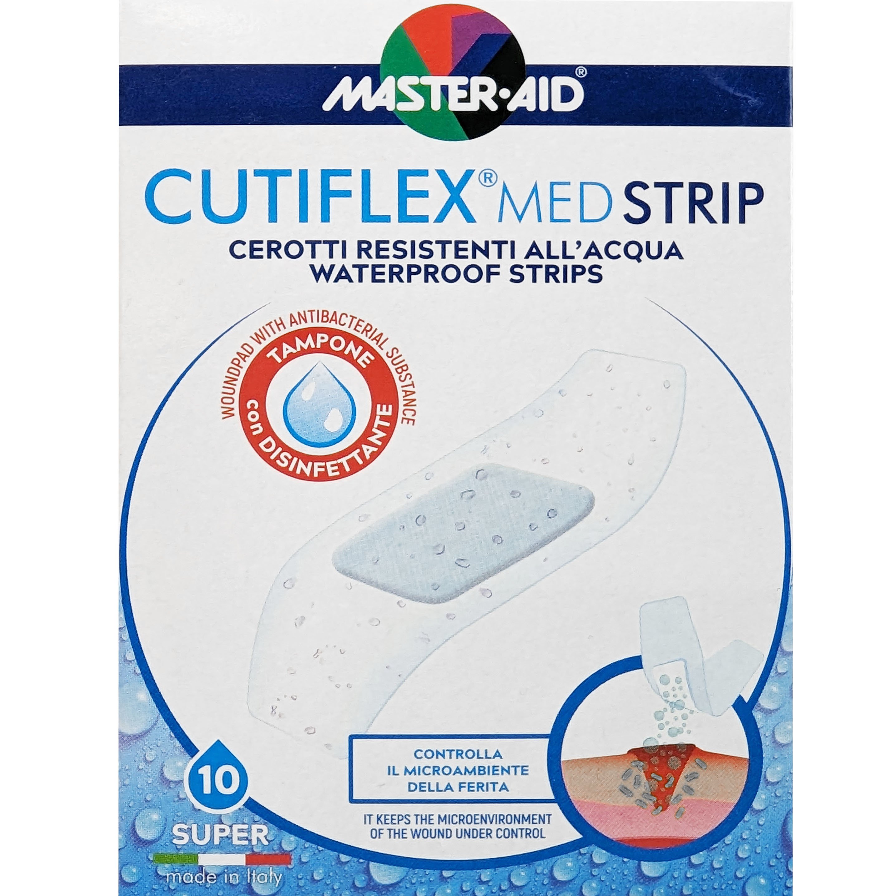 Master Aid Cutiflex Med Waterproof Strips 86x39mm Αυτοκόλλητα Επιθέματα Αδιάβροχα 10 Τεμάχια