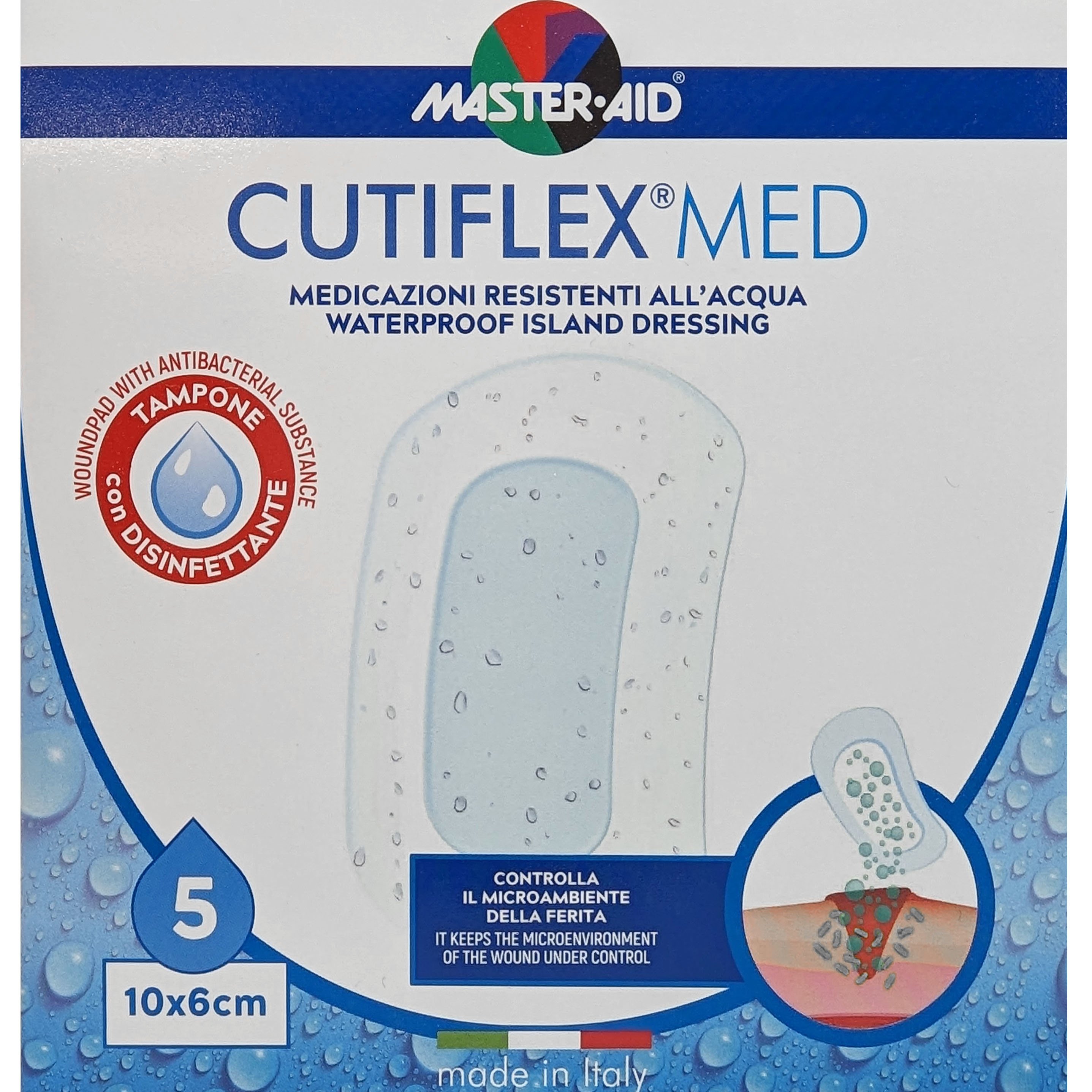 Master Aid Cutiflex Med Waterproof Island Dressing 10x6cm Αδιάβροχα Μετεγχειρητικά Επιθέματα 5 Τεμάχια
