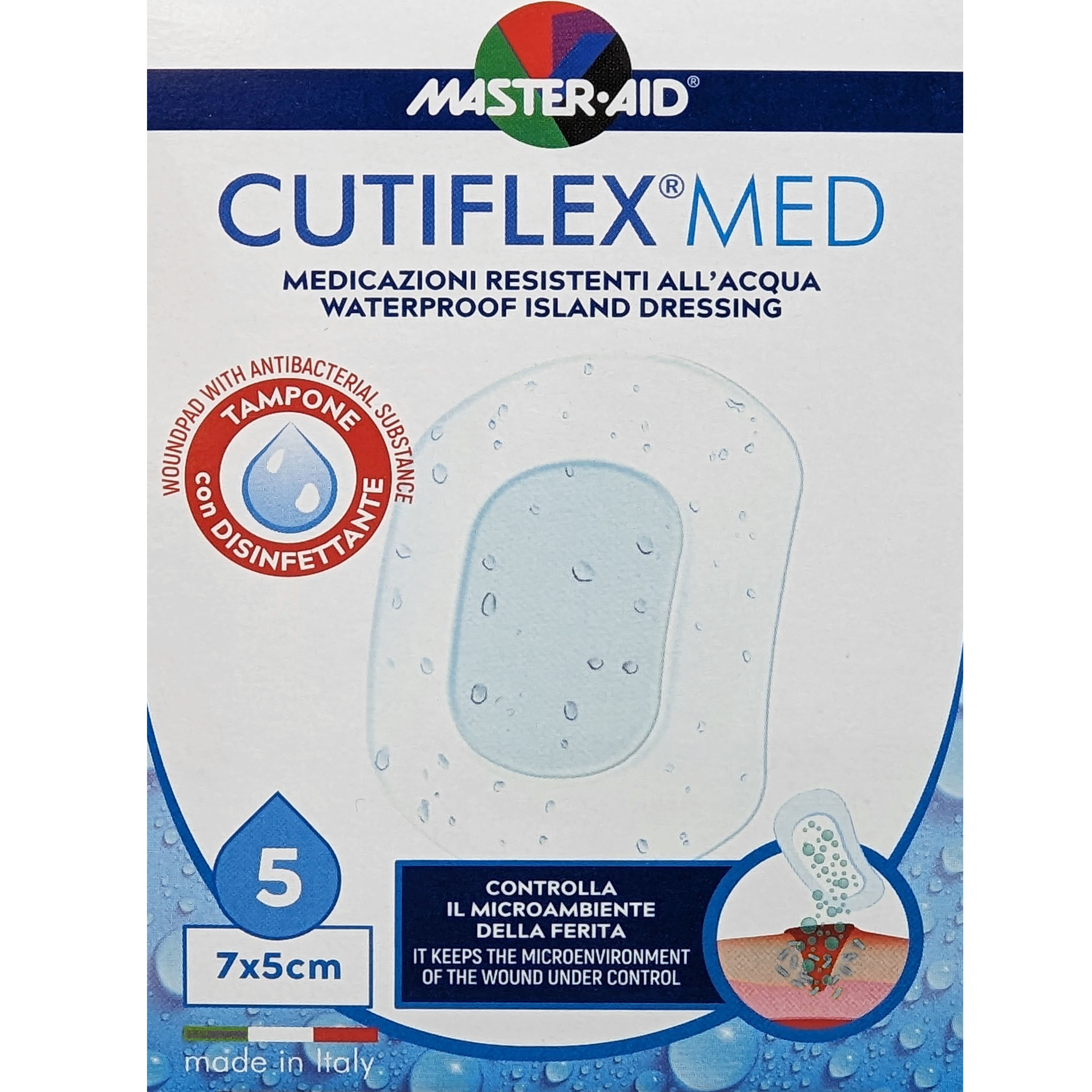Master Aid Cutiflex Med Waterproof Island Dressing 7x5cm Αδιάβροχα Μετεγχειρητικά Επιθέματα 5 Τεμάχια
