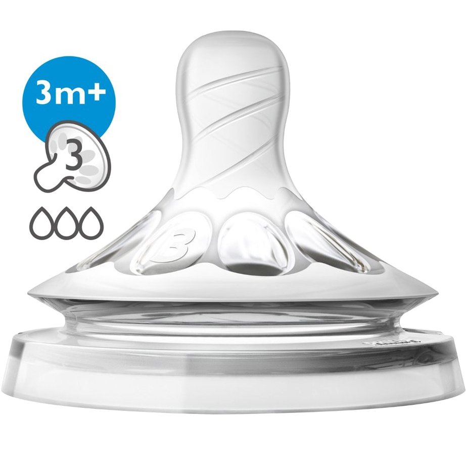 Avent Θήλες Σιλικόνης Natural 3 Οπών – Χωρίς BPA 2 τμχ SCF043/27