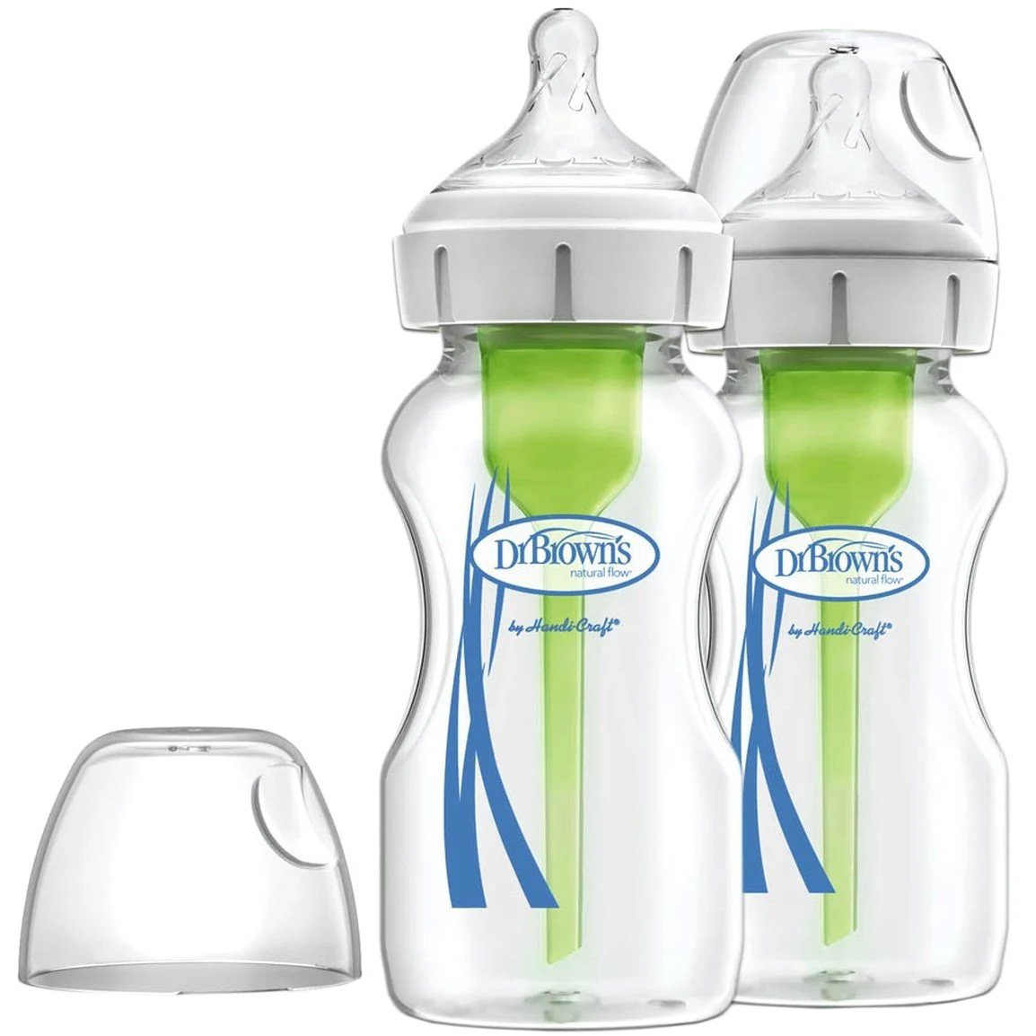 Dr. Brown’s Μπιμπερό Γυάλινο Options+ Anti-colic με Φαρδύ Λαιμό 0m+, 2x270ml