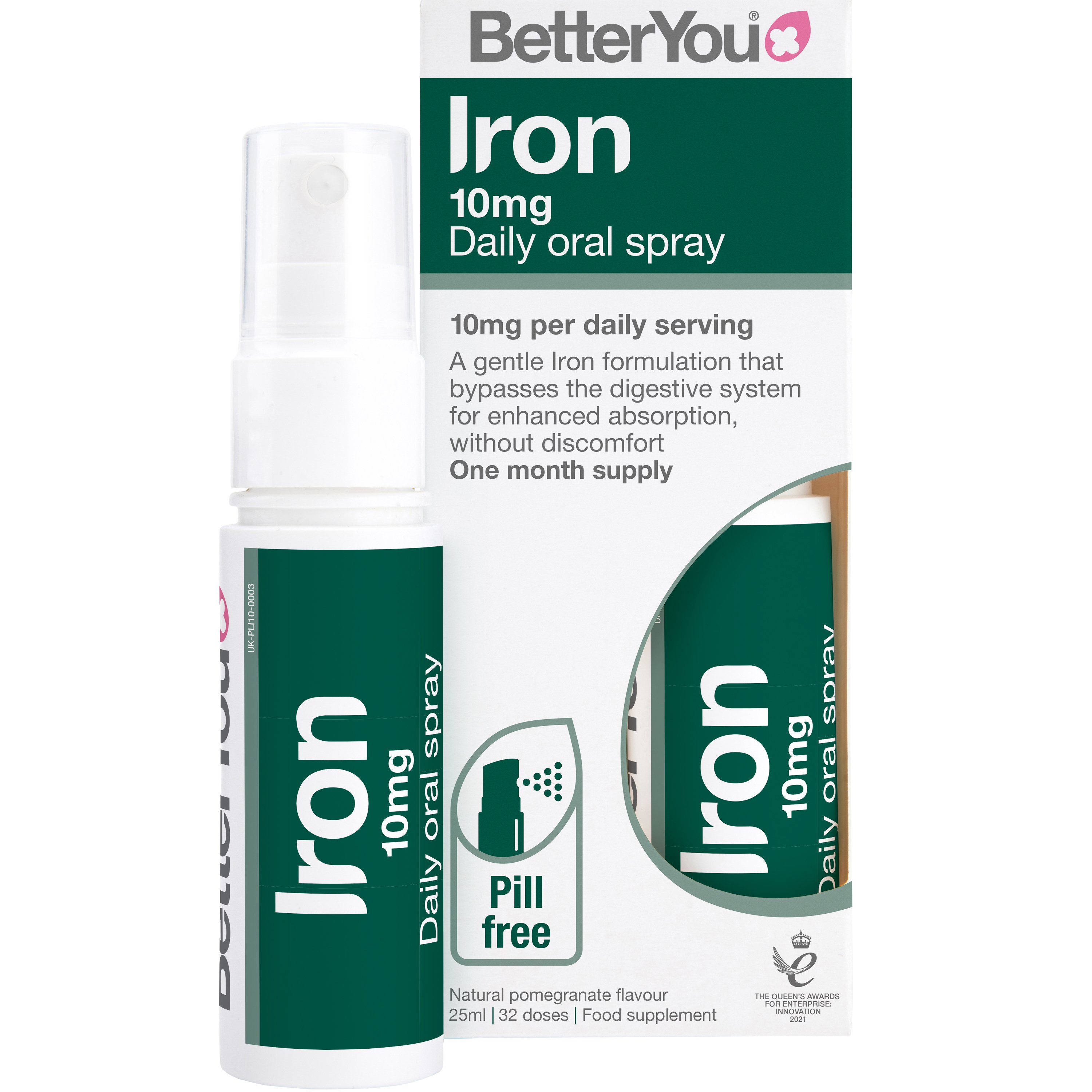 BetterYou BetterYou Iron 10mg Daily Oral Spray Συμπλήρωμα Διατροφής Σιδήρου σε Μορφή Spray Κατά της Κούρασης & Κόπωσης για Αποτελεσματική Αντιμετώπιση της Ανεπάρκειας Σιδήρου Χωρίς να Προκαλεί Πεπτική Δυσφορία με Φυσική Γεύση Ρόδι 25ml