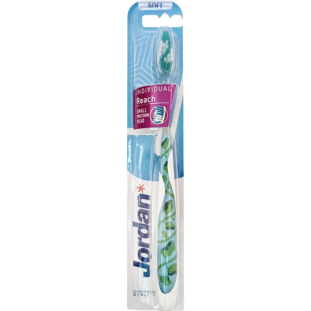 Jordan Individual Reach Small Precision Head Soft Toothbrush Μαλακή Οδοντόβουρτσα με Εργονομική Λαβή για Βαθύ Καθαρισμό 1 Τεμάχιο - Λαχανί